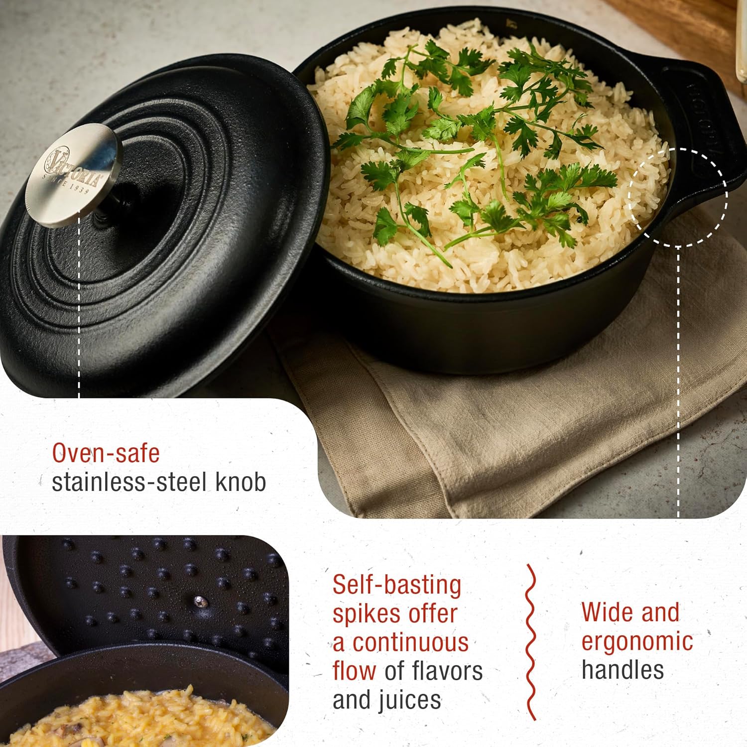 Thumbnail 3 de VICTORIA Forno olandese in ghisa stagionata 20 cm / 1,9 L (senza PTFE e PFOA)