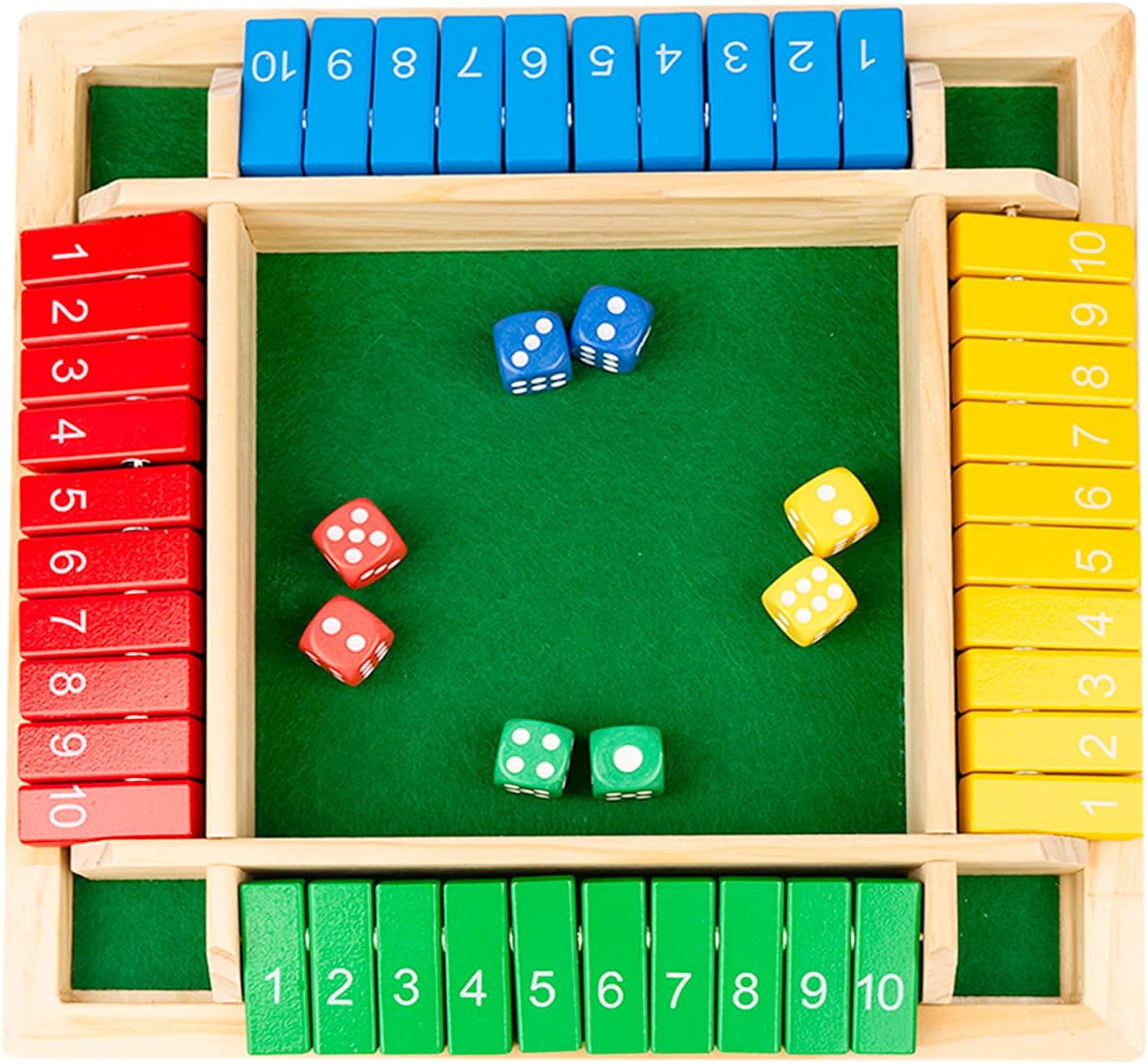 Detalle de Shut The Box Game Wooden with Dice – A Classic Maths Strategy for 2–4 Players