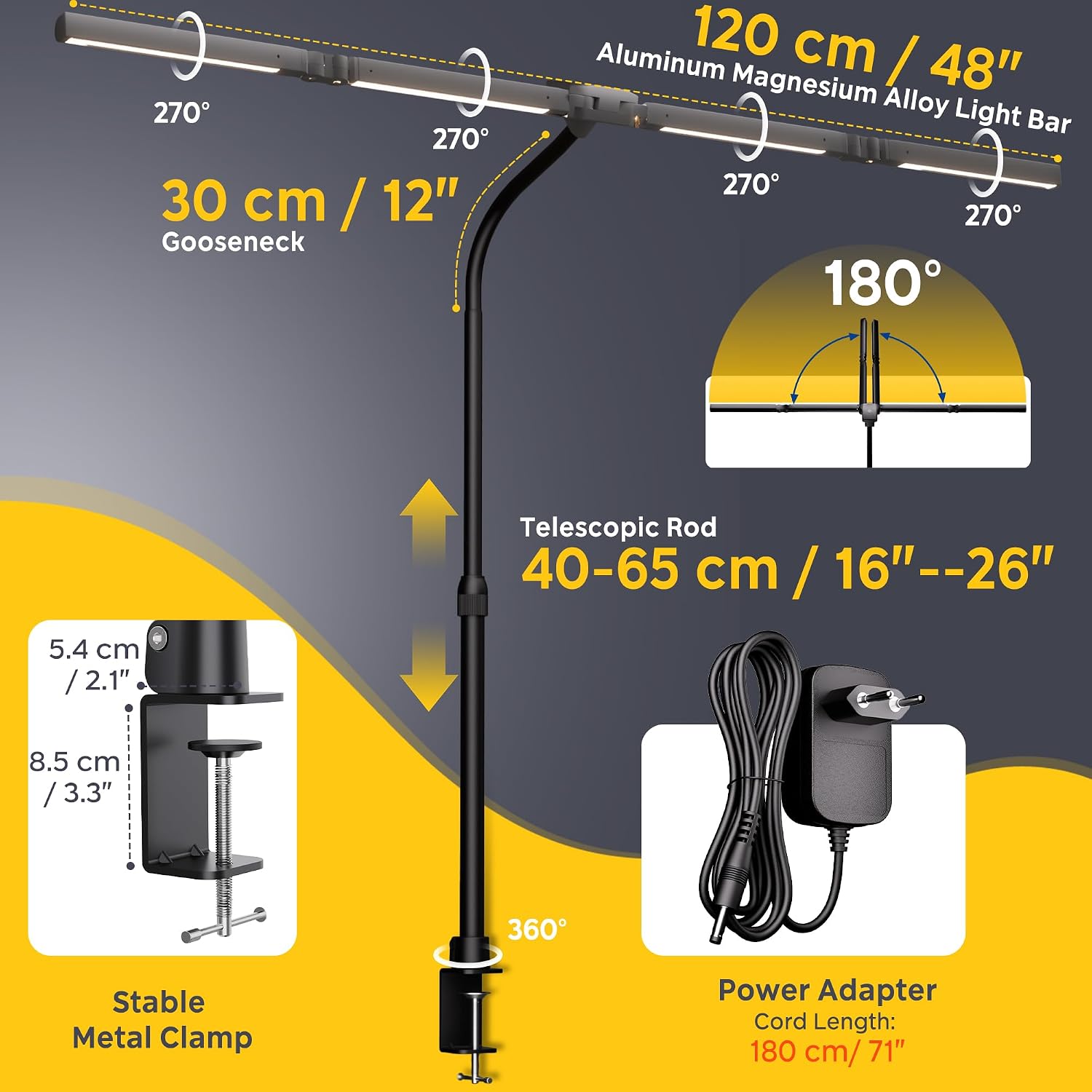 Thumbnail 6 de EYOCEAN Schreibtischlampe mit 4 Lichtquellen – verstellbar, Fernbedienung, 24W Tageslicht