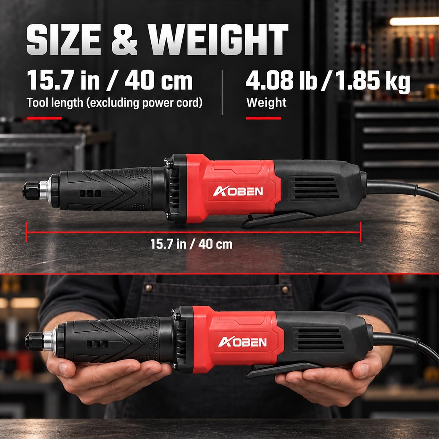Detalle de AOBEN AT3504X Power Electric Die Grinder, 28,000 RPM, 1/4-Inch Collet