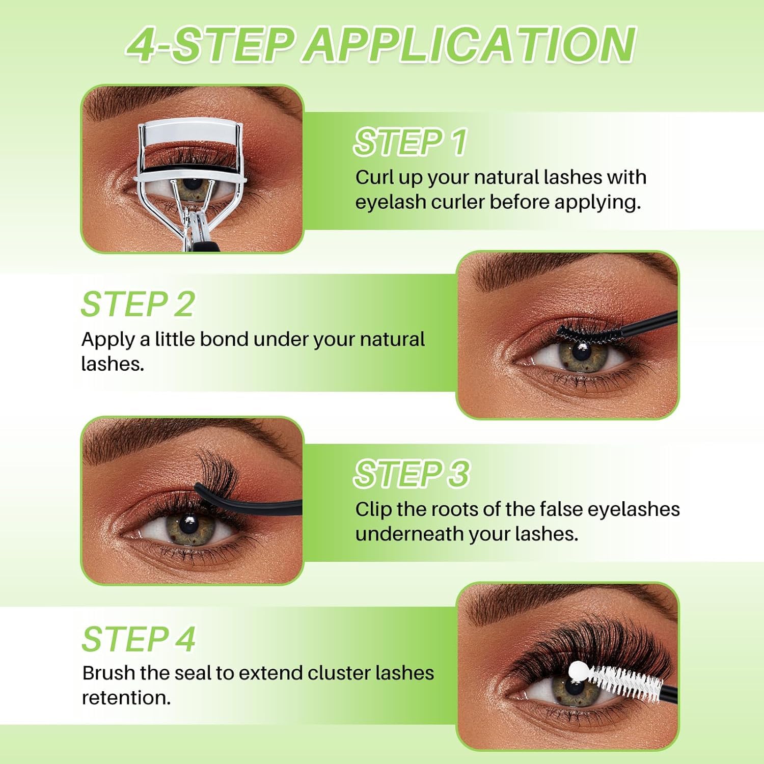 Detalle de LASHSUN Lash Clusters Kit 540pcs D Curl 10-22mm Wispy Cluster Lashes Kit