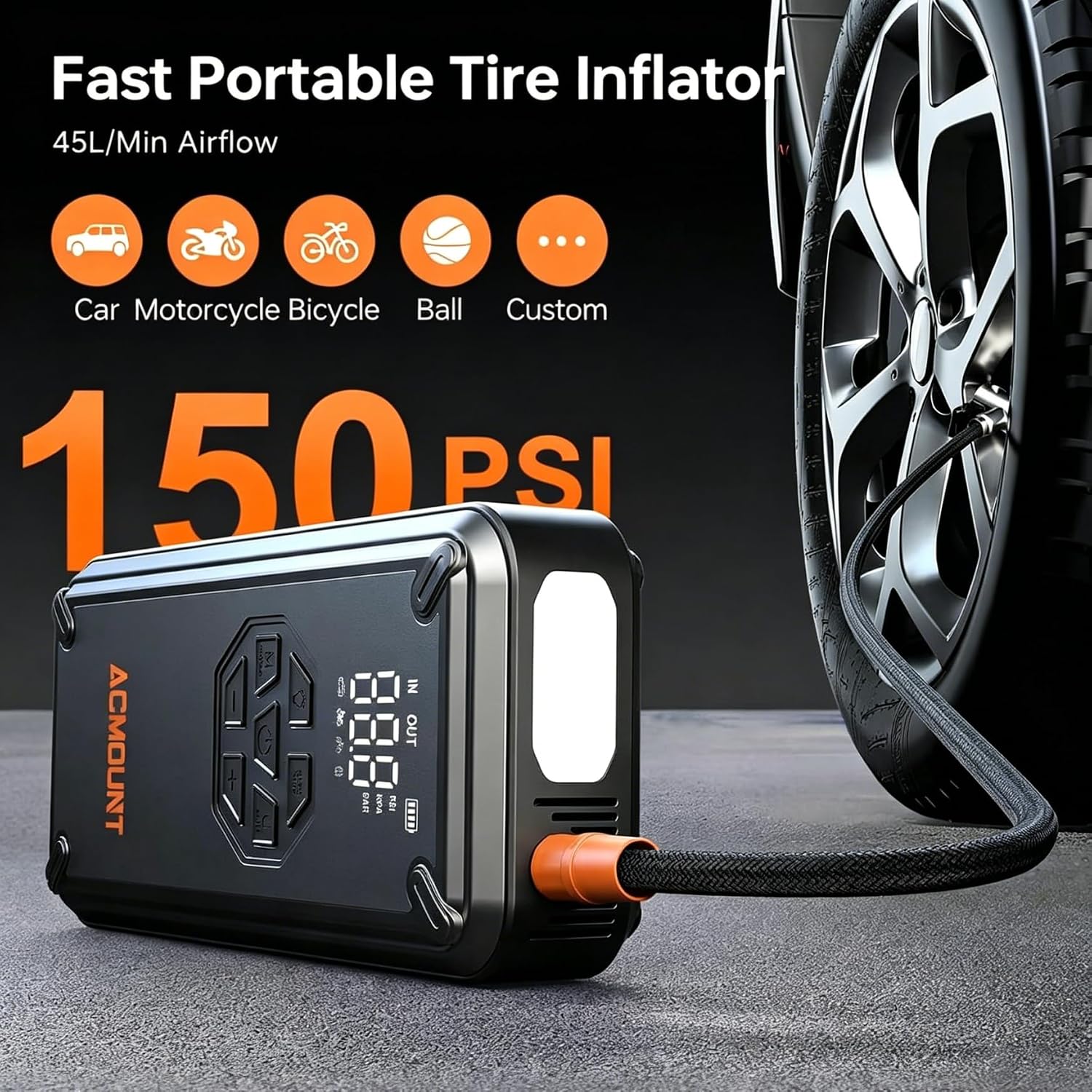 Detalle de Acmount 7000A 12V Jump Starter with 150PSI Compressor