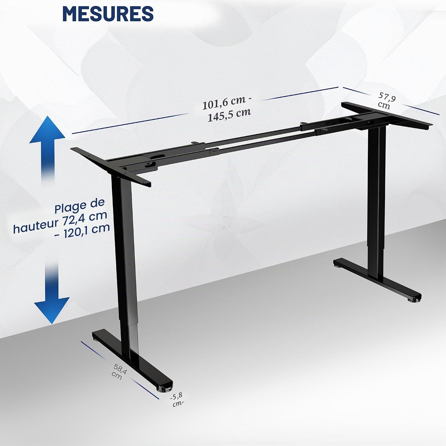 Thumbnail 2 de VIVO Cadre de Bureau Électrique Assis-Debout DESK-E-200B – Double moteur, 100 kg, jusqu’à 216x109 cm