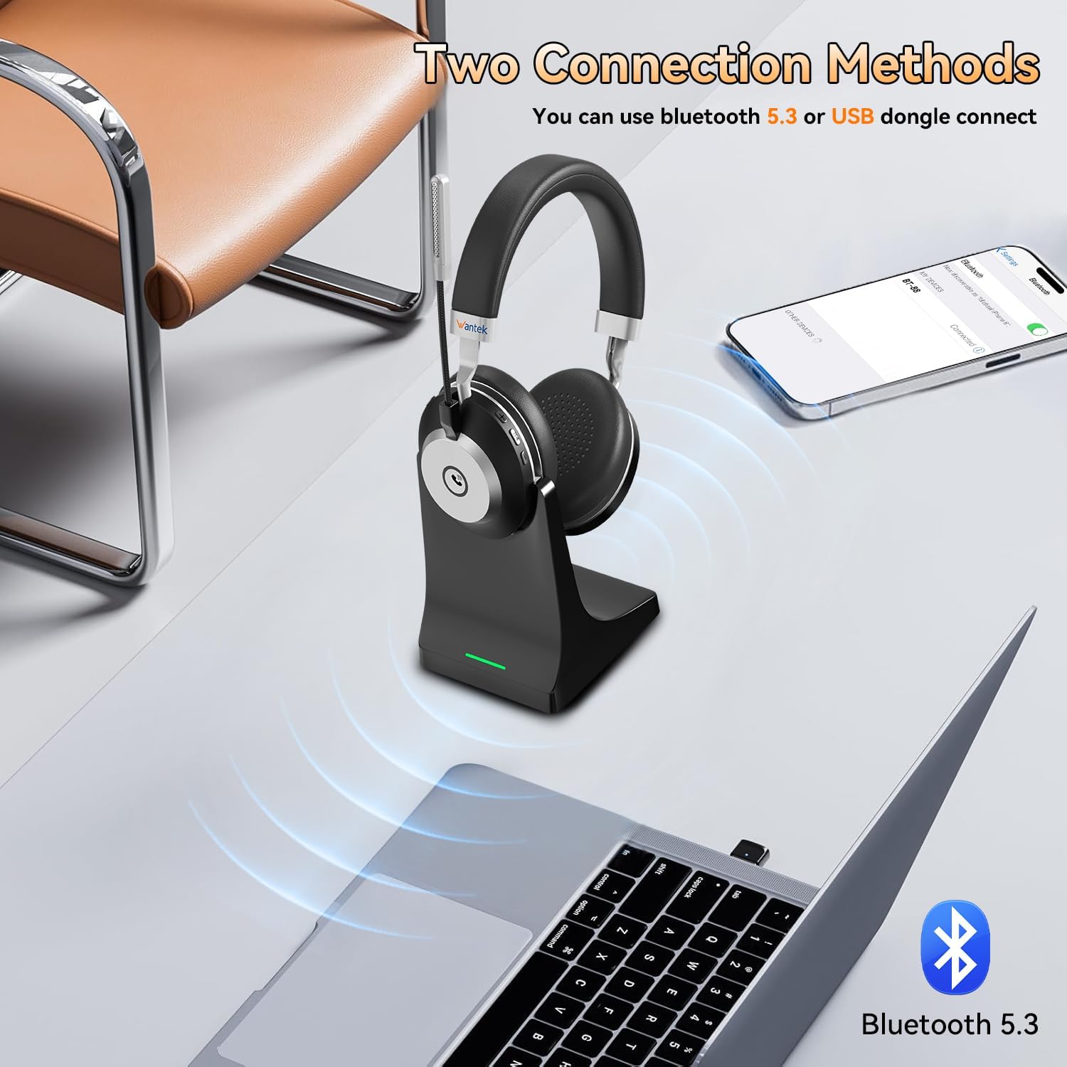 Detalle de Wantek Wireless Headset 45h battery