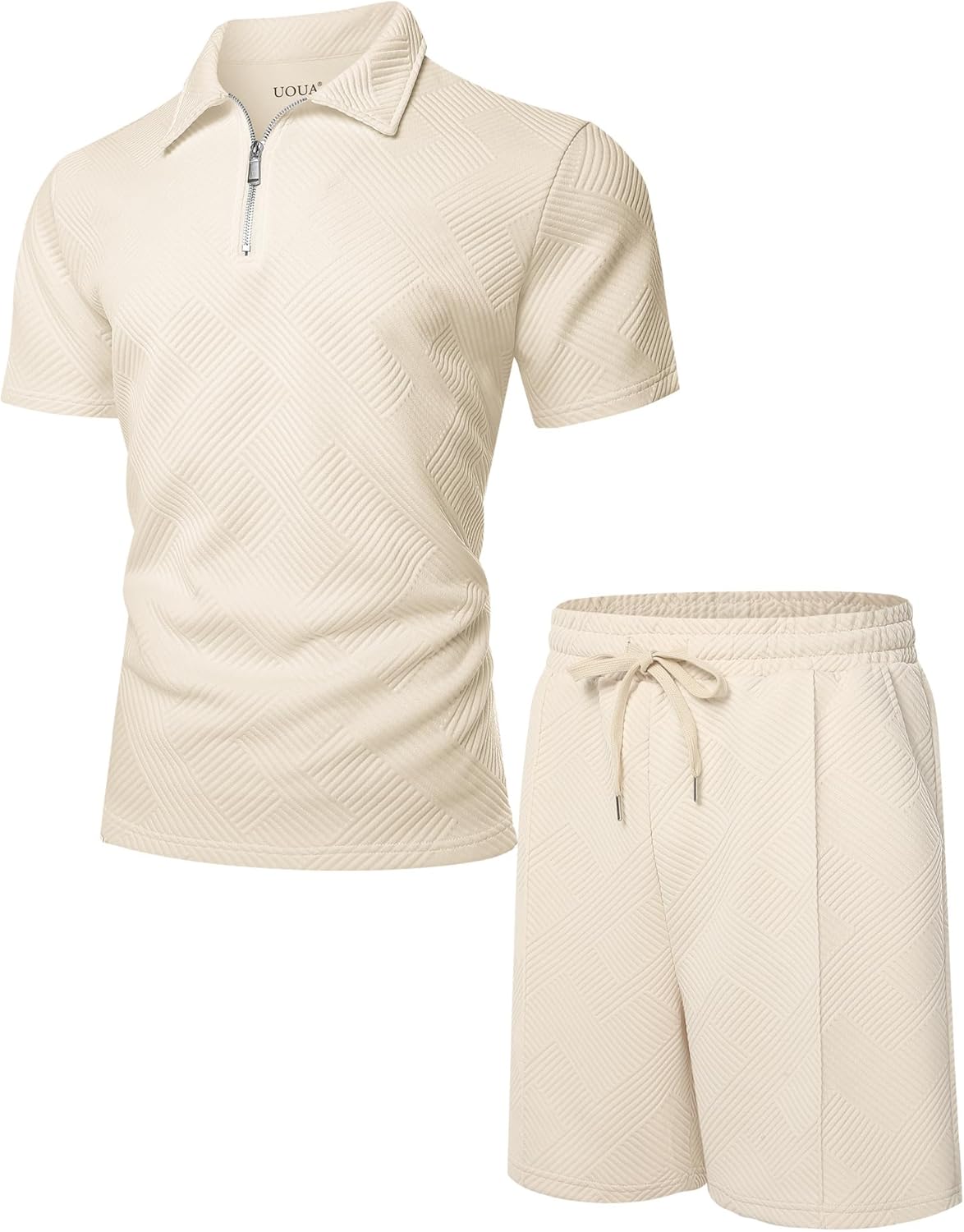 Thumbnail 5 de UOUA Men's Summer 2-Piece Track Suit & Shorts Set with 1/4 Zip Golf Polo