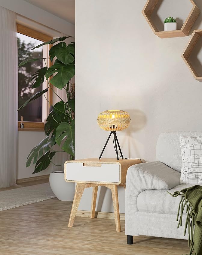 Thumbnail 3 de EGLO Amsfield 1 - Lámpara de mesa con trípode y madera 🌿