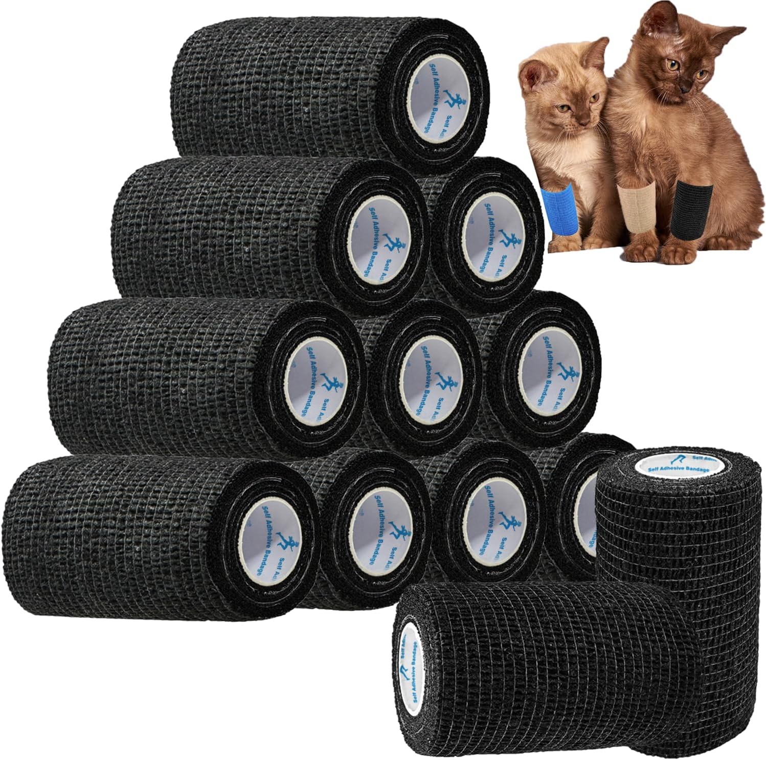 Detalle de ANAMPION Selbstklebender Verband 7,5 cm × 4,5 m Schwarz – elastisch, atmungsaktiv