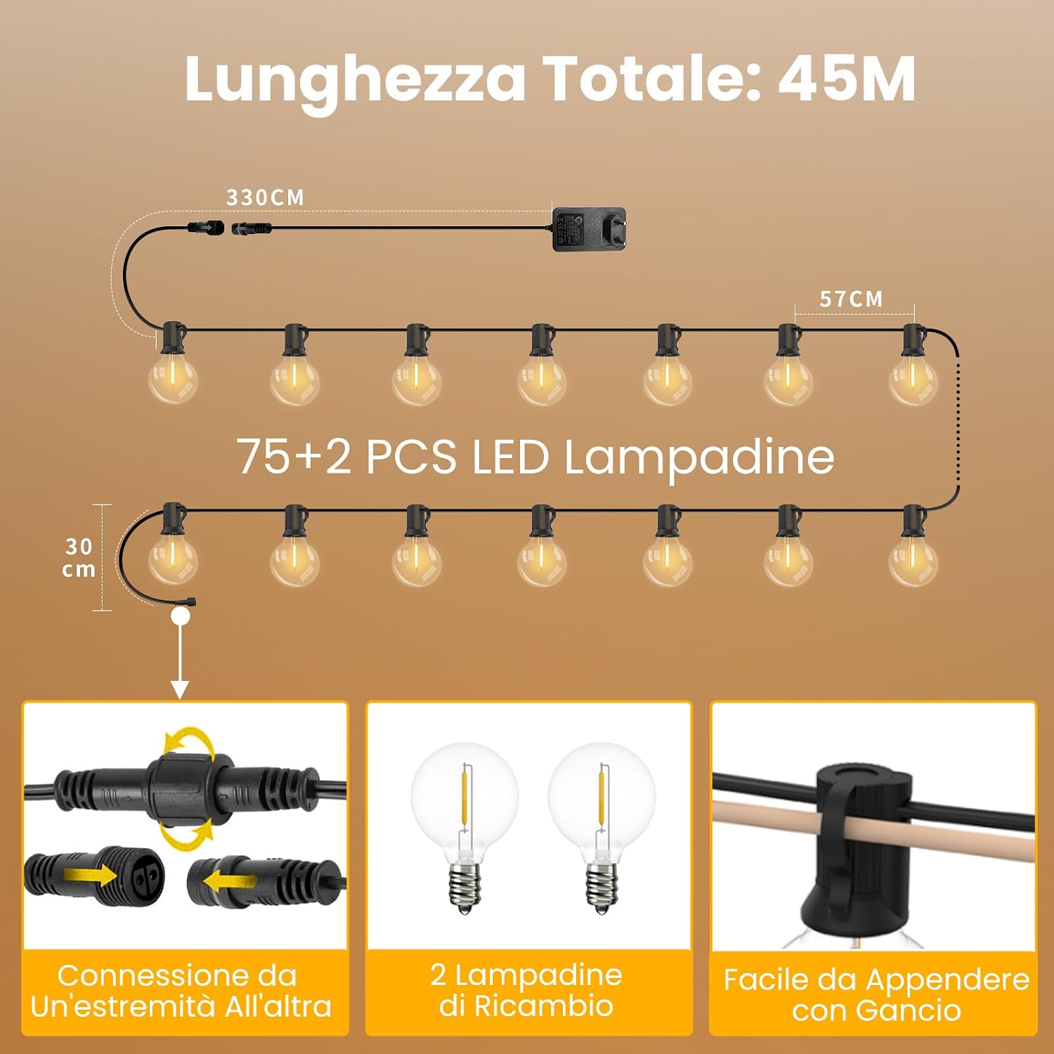 Thumbnail 3 de Yuusei 45M catene luminose esterno con telecomando