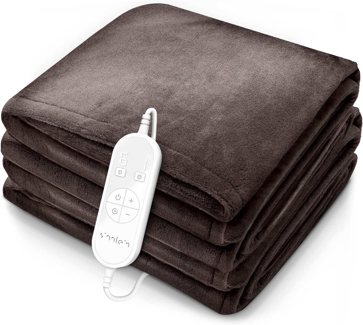 Detalle de Sinnlein Chauffe-lit surmatelas chauffant 160 x 120 cm marron, 9 niveaux et arrêt automatique