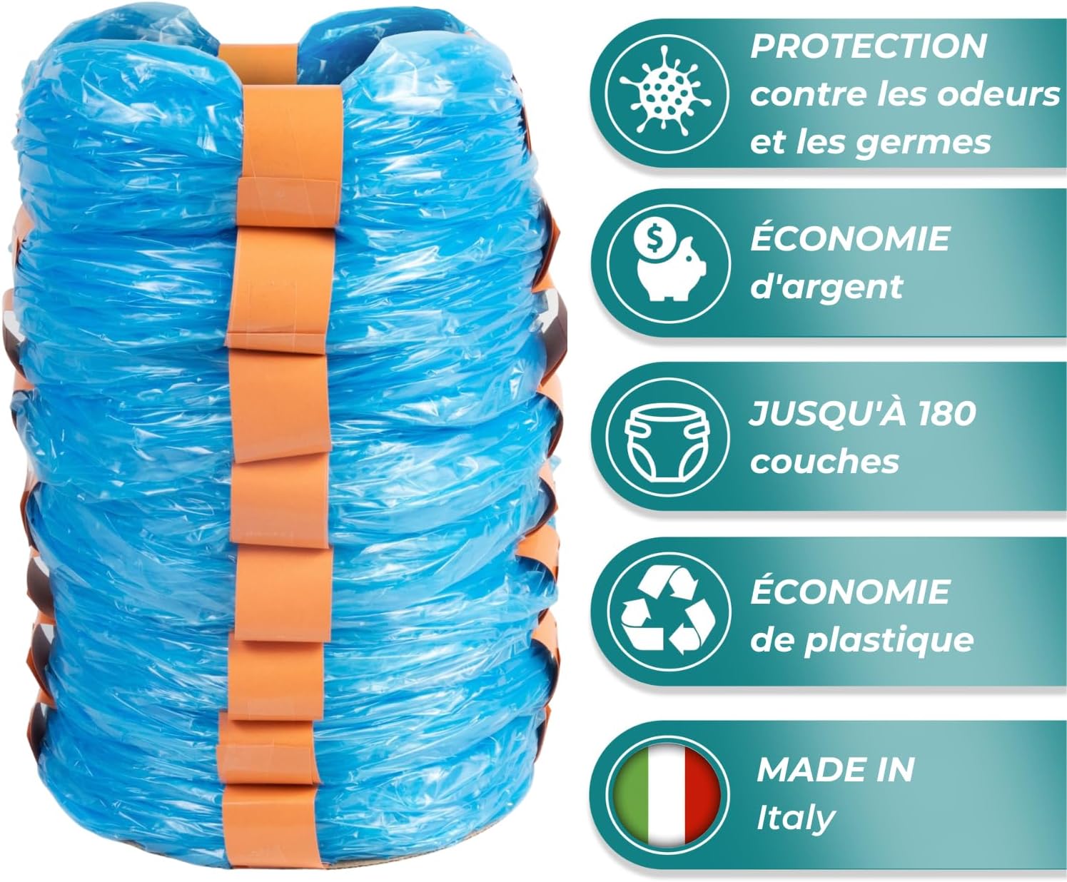 Detalle de My Happy Nappy 8 recharges compatibles Tommee Tippee Sangenic Tec, Simplee Sangenic et Twist & Click