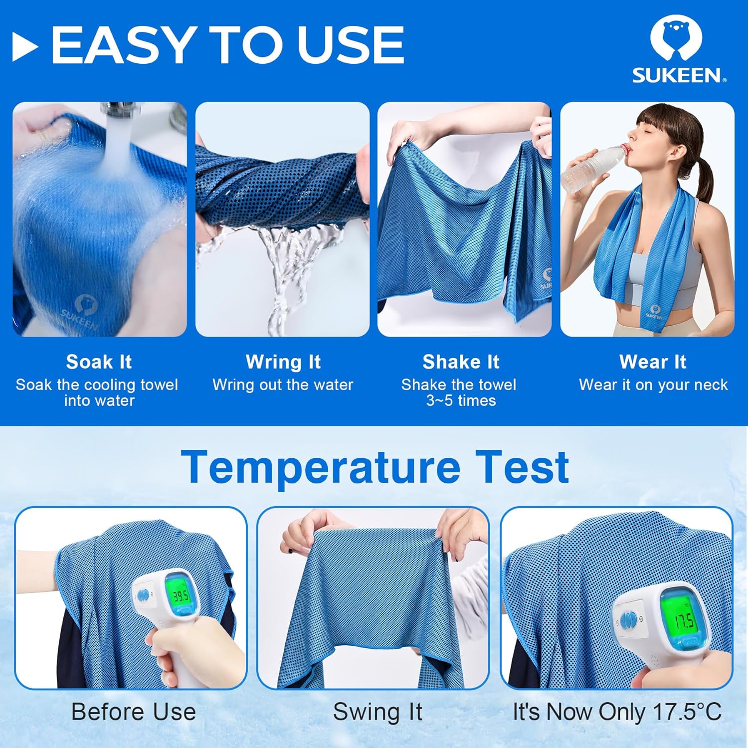 Thumbnail 3 de Sukeen Cooling Towels 4 Pack, 40x12 in