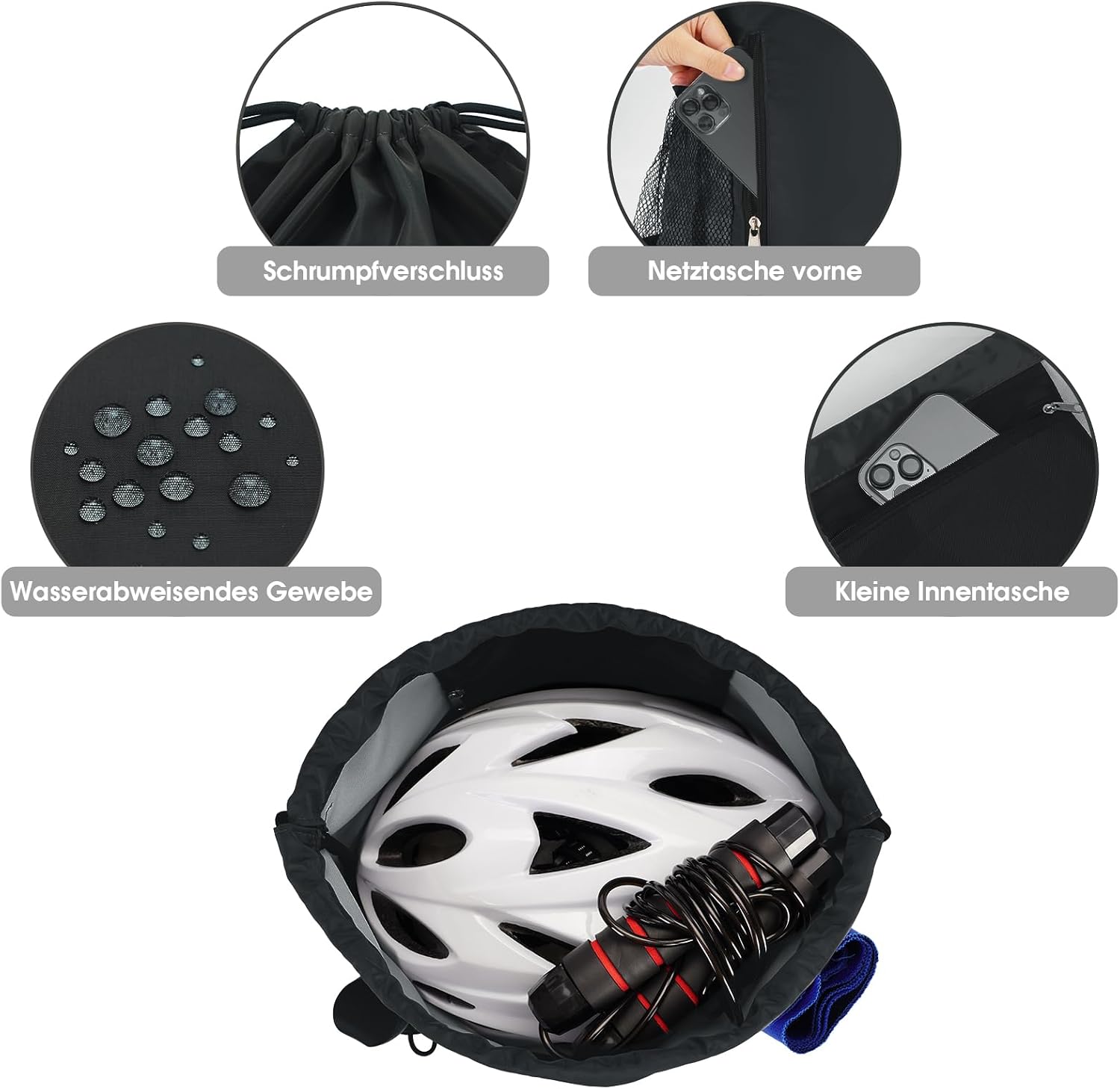 Detalle de WANDF Drawstring Backpack: Water-Resistant Gym Sackpack for All Ages