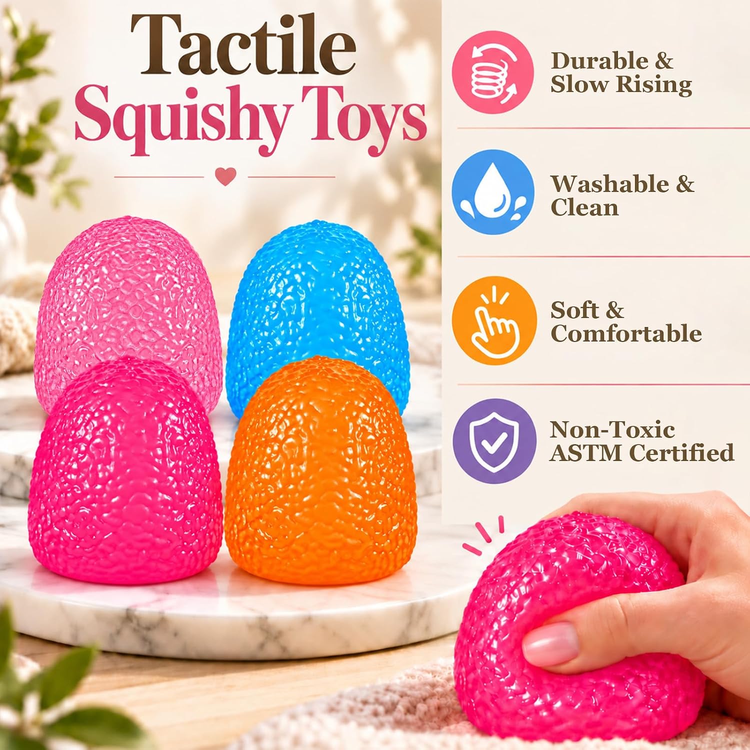 Detalle 1 de Fivefun BS-ST-005-C Gumdrop Squishy Stress Ball, Blue TPR Fidget Toy