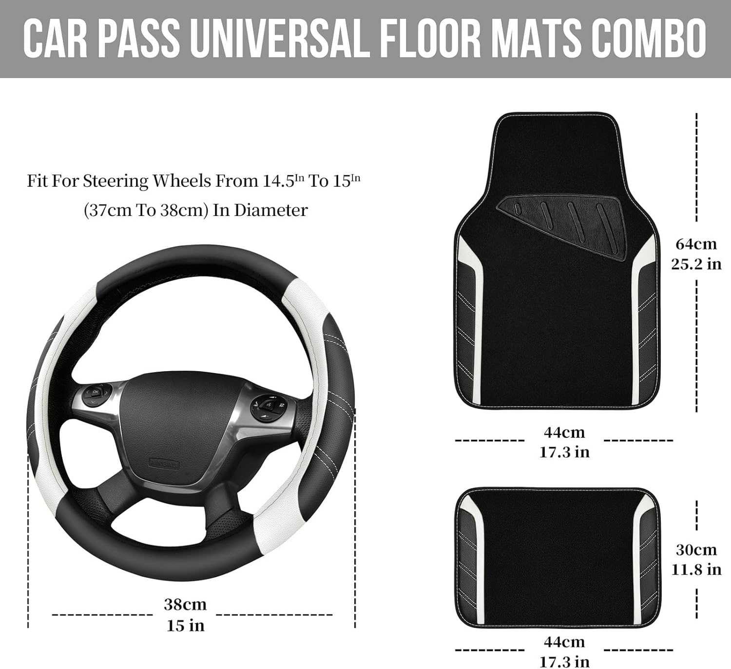 Detalle 2 de CAR PASS Leather Steering Wheel Cover 15"