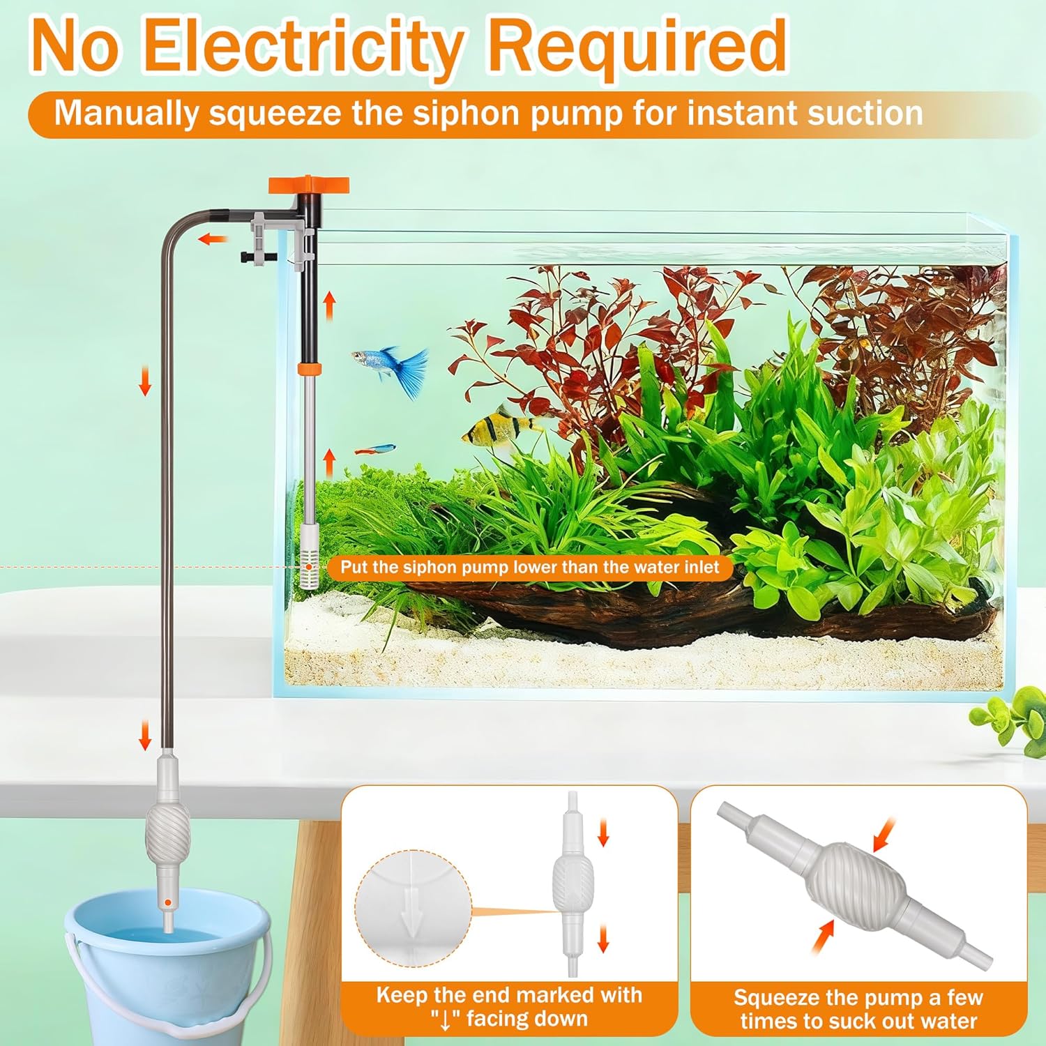 Thumbnail 5 de Fentar Aquarium Gravel Cleaner 3-in-1