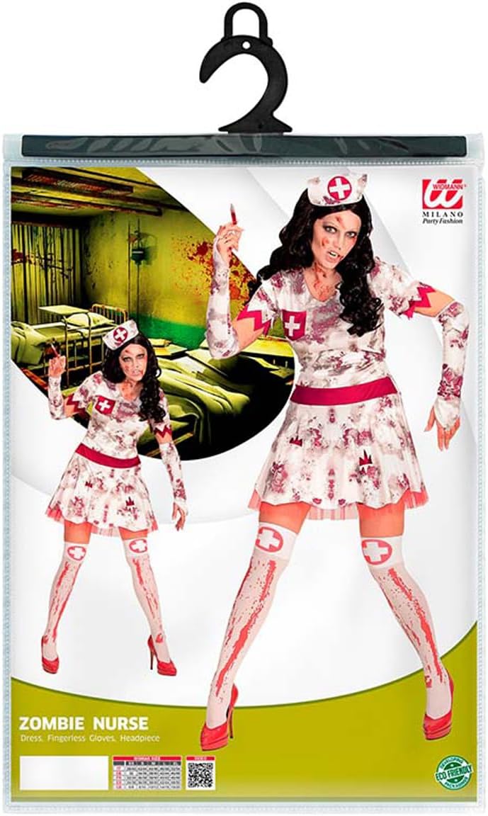 Thumbnail 2 de Widmann Zombie-Krankenschwester Kostüm für Damen (3-teilig) – Kleid, Haube & fingerlose Handschuhe
