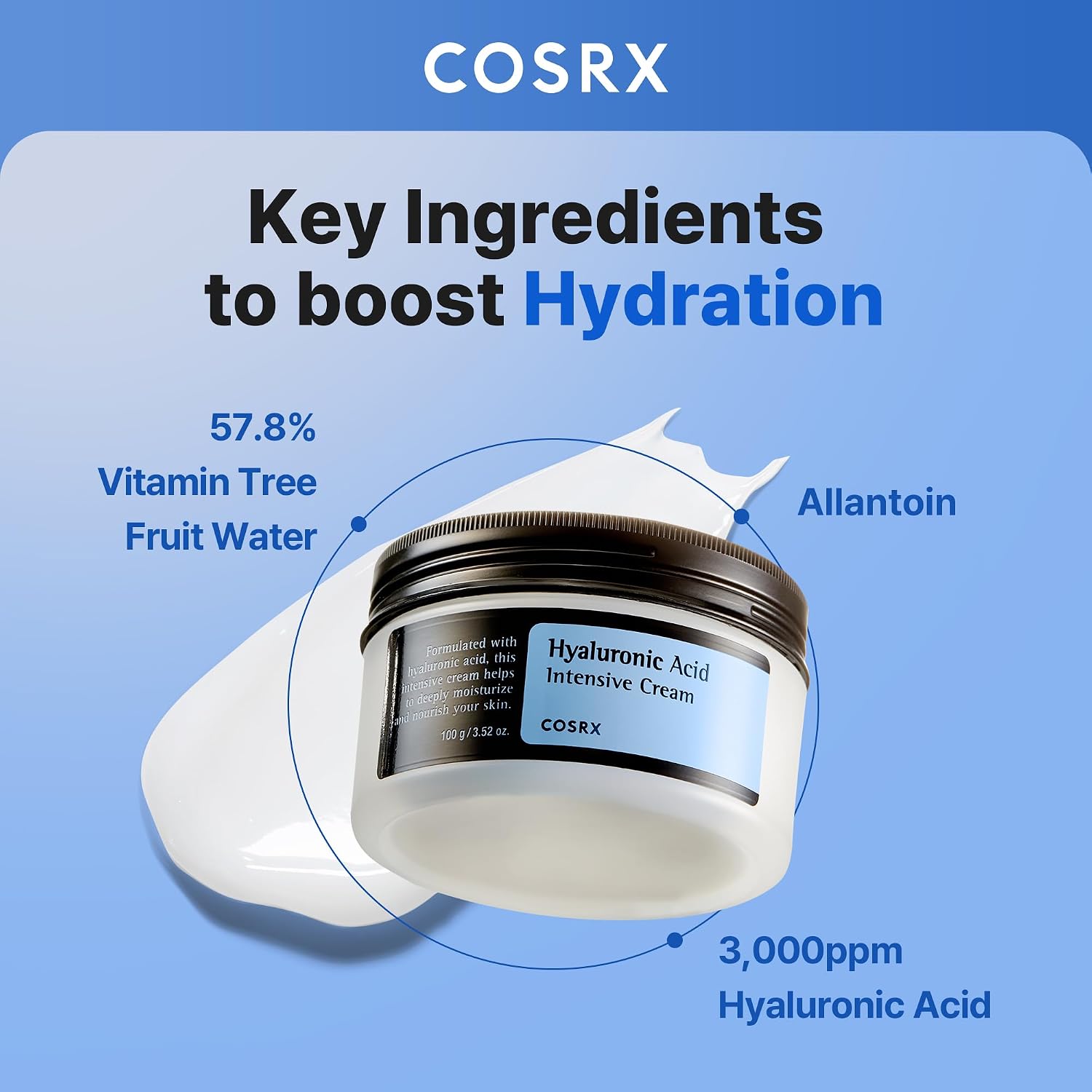 Detalle 2 de COSRX Hyaluronic Acid Cream, 3.52 oz Daily Moisturizer for Sensitive Skin