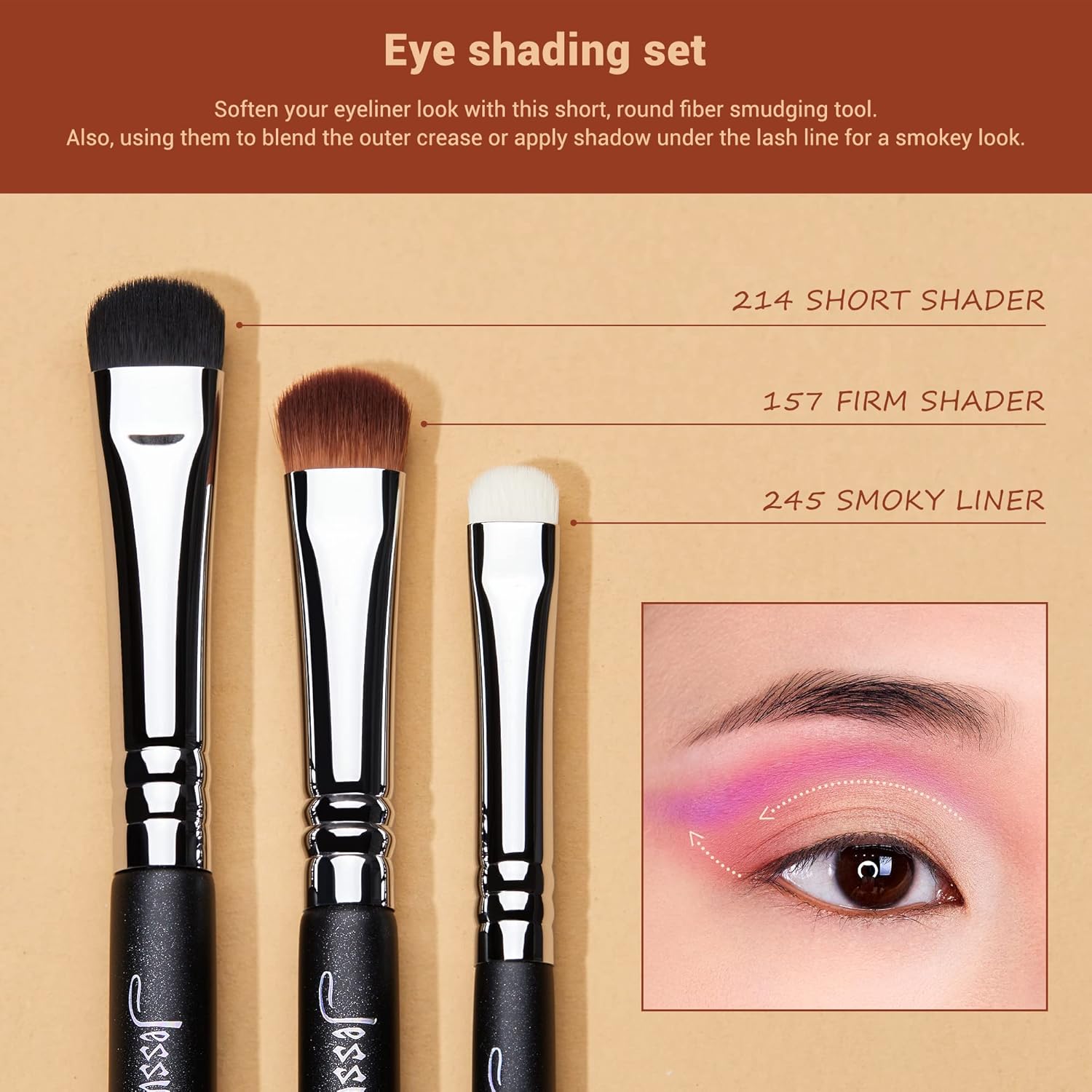 Detalle de Jessup – Set de 12 pinceaux pour maquillage des yeux (fard à paupières), noir T339