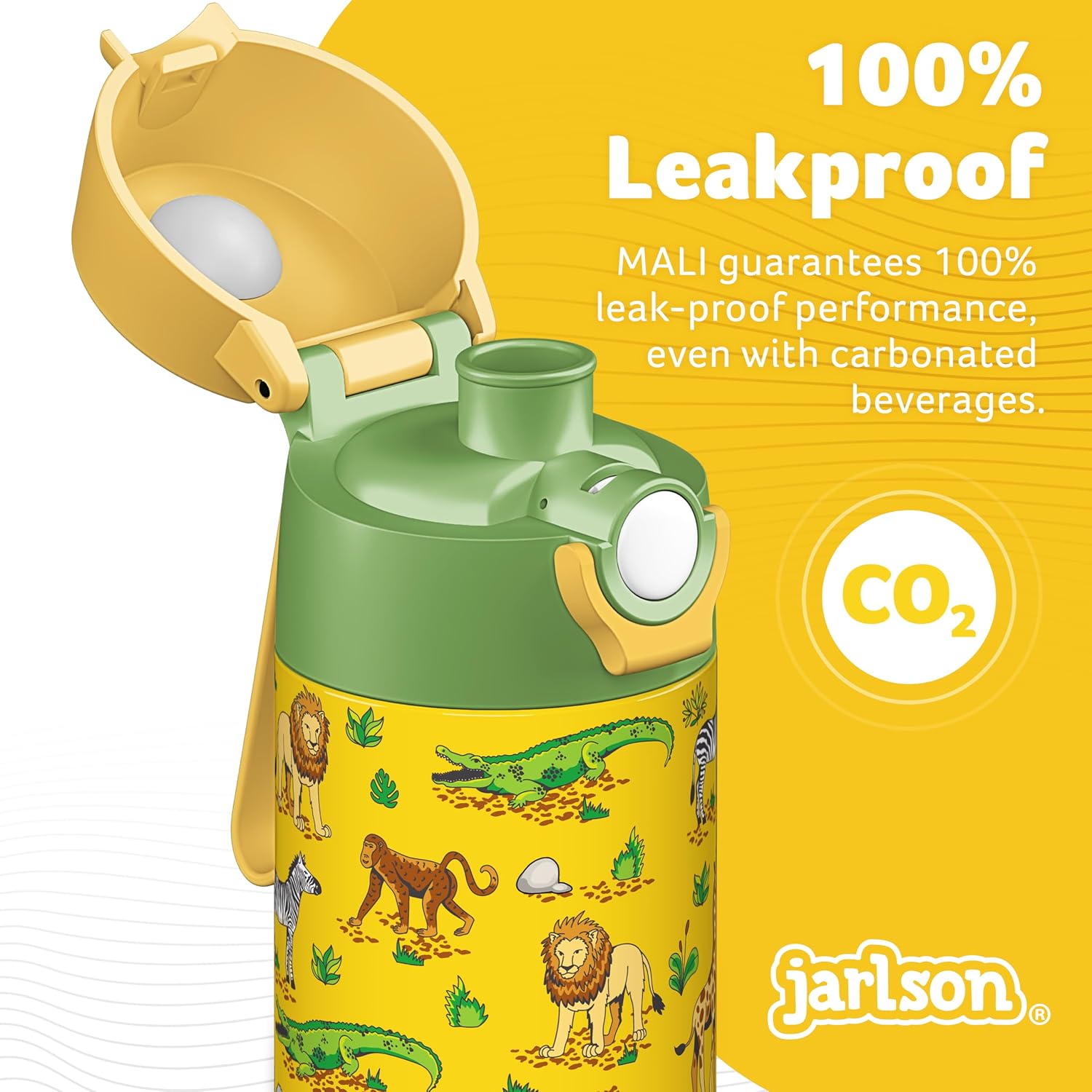 Detalle de Jarlson MALI Trinkflasche aus Edelstahl 500 ml – auslaufsicher, spülmaschinengeeignet, kalt/warm bis 12/6 Stunden