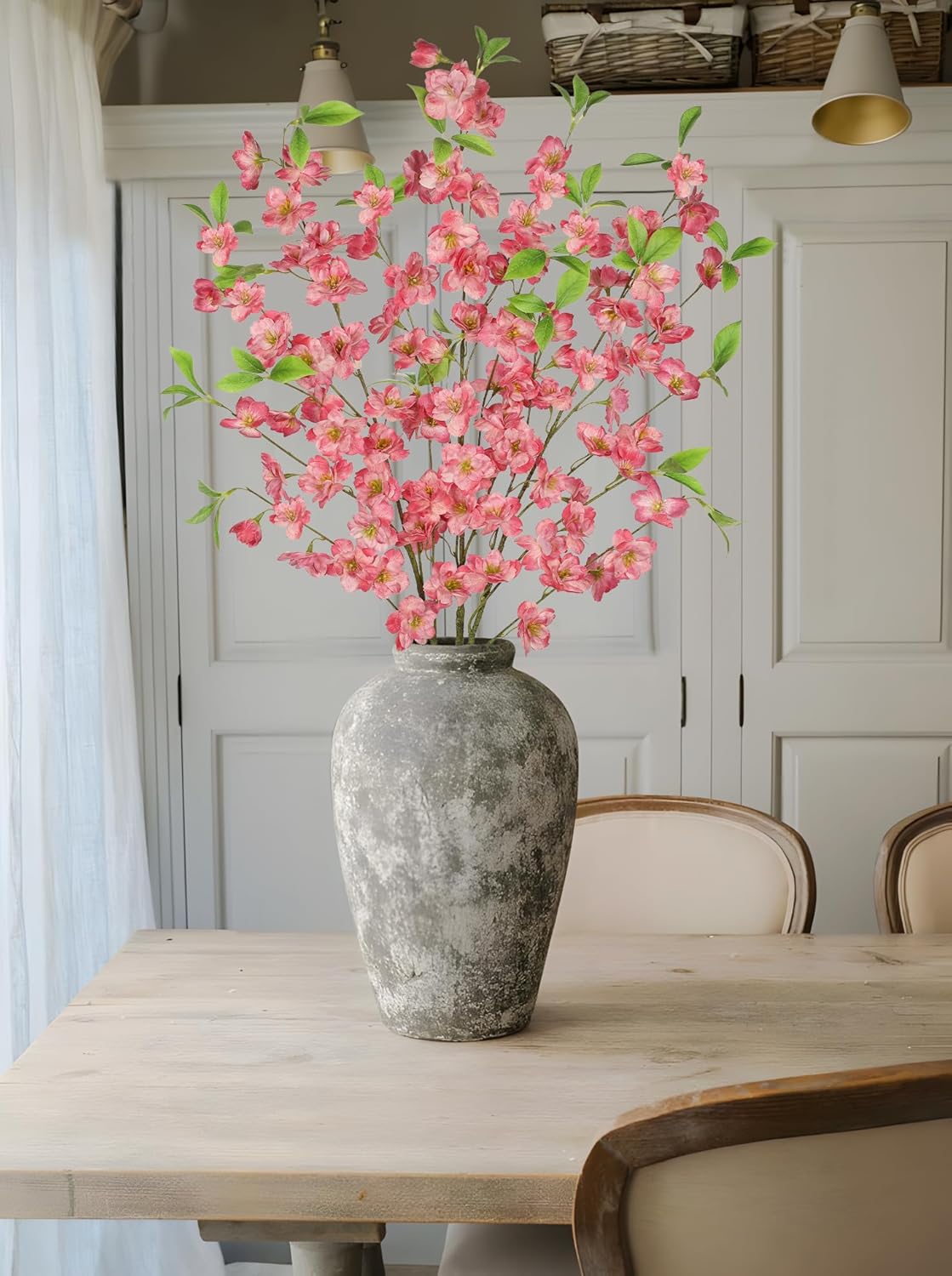 Thumbnail 5 de Oairse 3 Pink Cherry Blossom Branches (39.4in) silk-style artificial flowers for vase arrangements