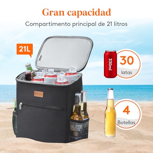Detalle de Lifewit Mochila Nevera 24L (30 latas): térmica portátil impermeable para playa, picnic y trabajo