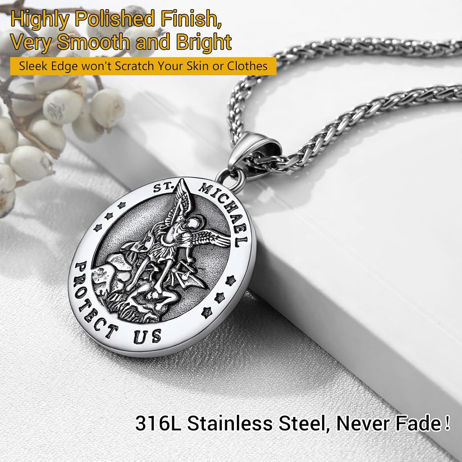 Thumbnail 2 de PROSTEEL Collier pendentif Saint Michel en acier inoxydable 316L et argent 925