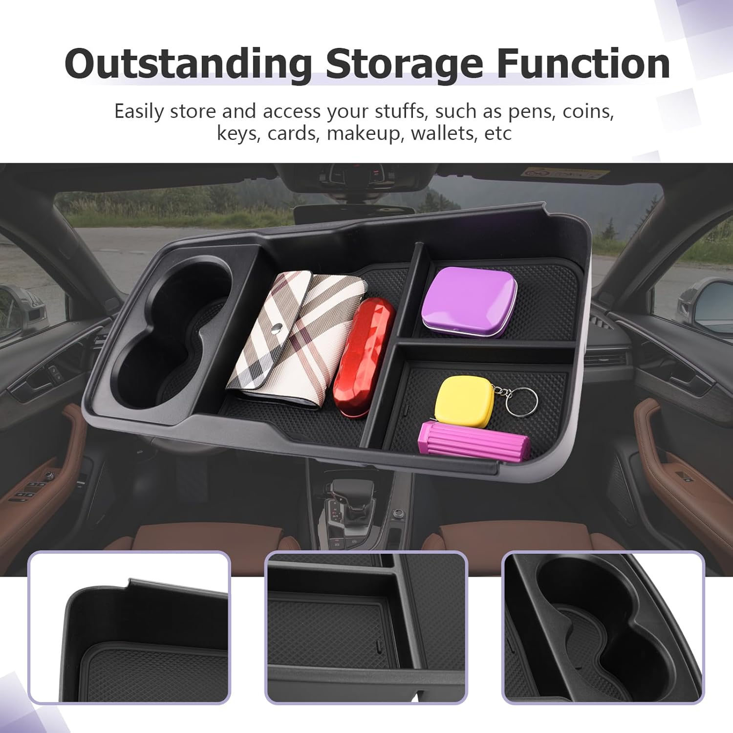 Detalle de LUWU Centre Console Organizer for Kia EV6 (2021-2025) – Lower Console Storage with Cup Holder