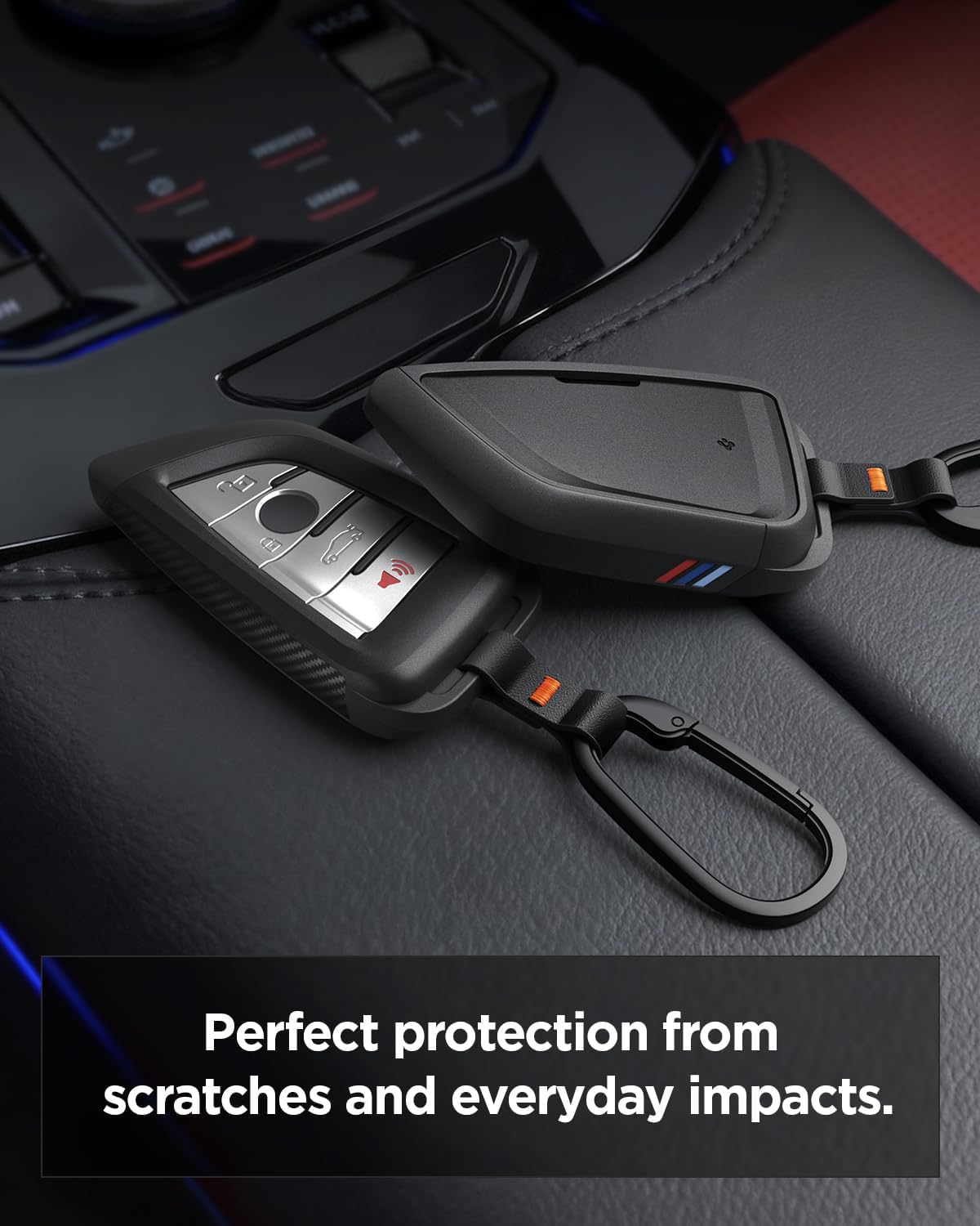 Thumbnail 2 de Spigen Coque Clé pour BMW — étui de porte-clé en TPU avec mousqueton et sangle (1 pièce), noir