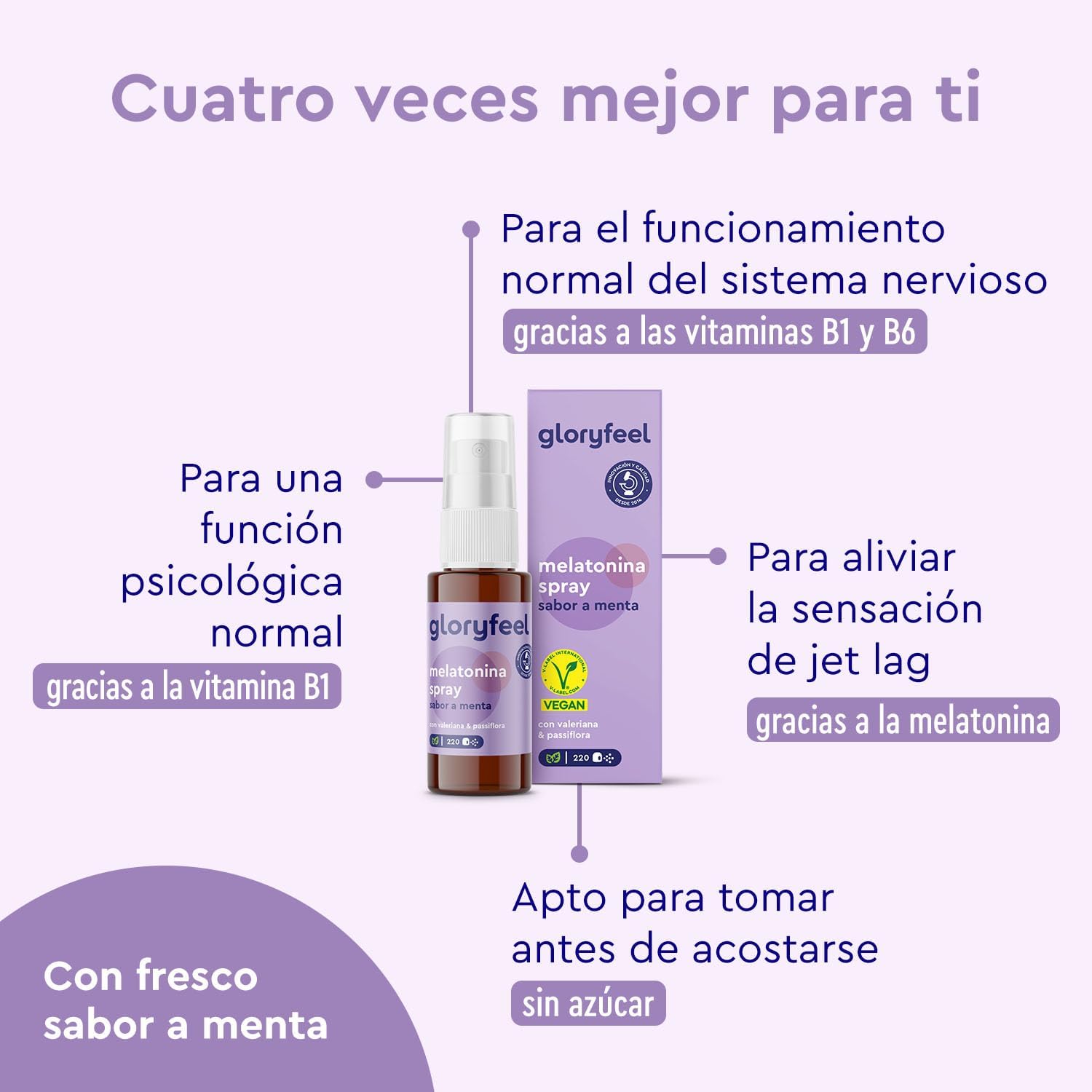Detalle de Melatonina Spray Menta 1 mg para dormir bien