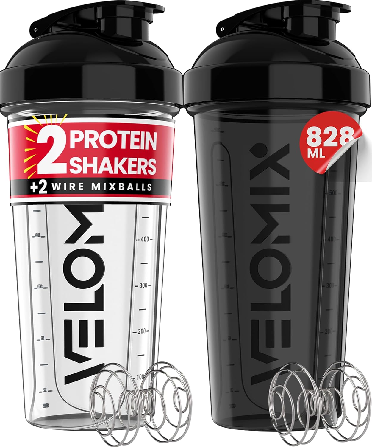 Detalle de VELOMIX protein shaker bottle 828ml 2 pack