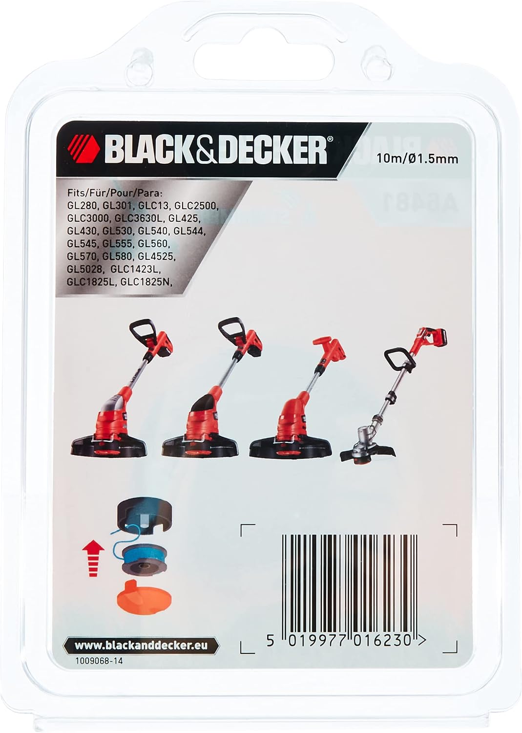 Thumbnail 1 de Bobine de Rechange pour Coupe-Bordures Black+Decker – Reflex, 10 m de Fil Nylon Ø 1,5 mm (A6481-XJ Noir/Transparent)