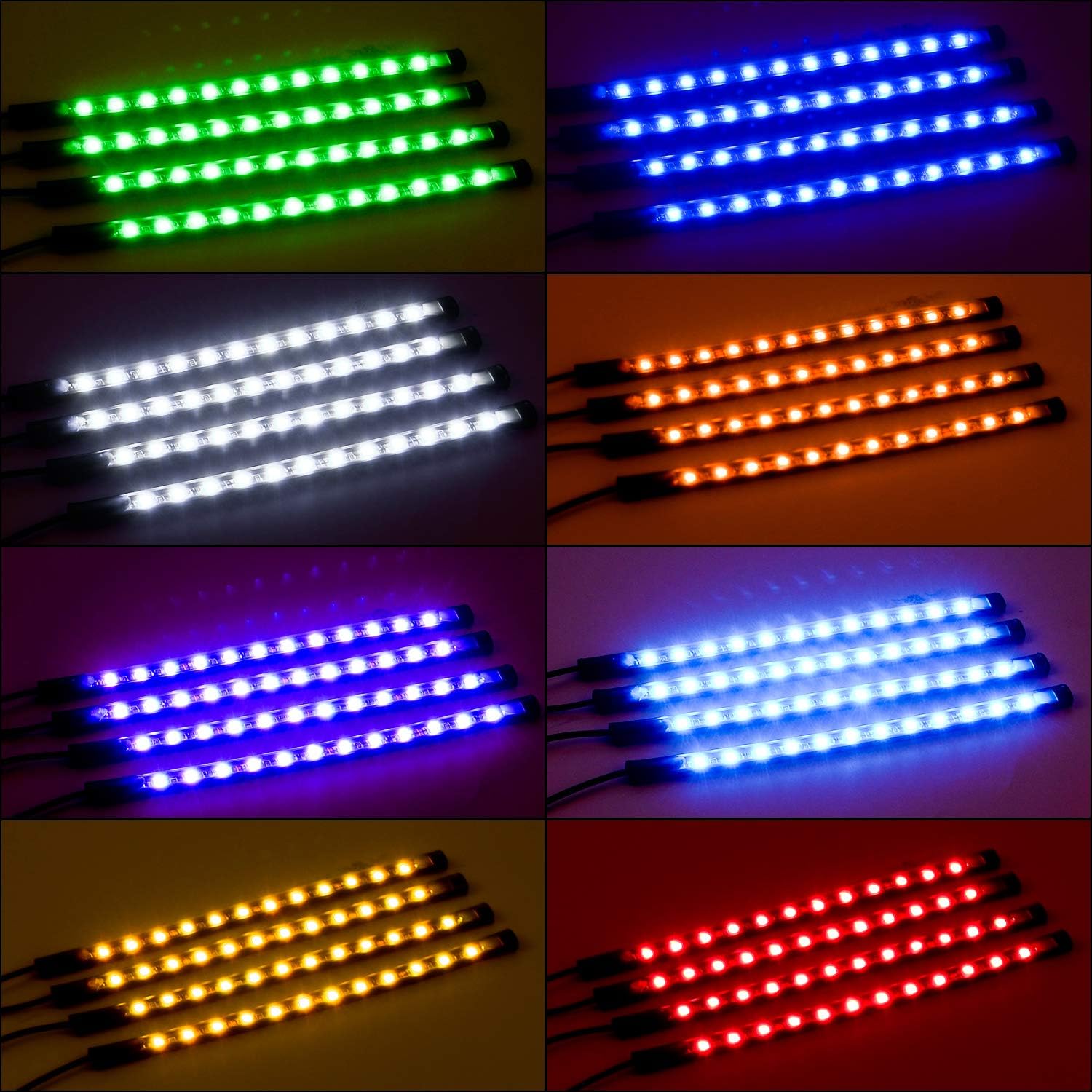 Detalle de Nilight TR-06 4PCS 48 LED Interior Music Car Strip Lights (DC 12V) with Sound Active + Wireless Remote