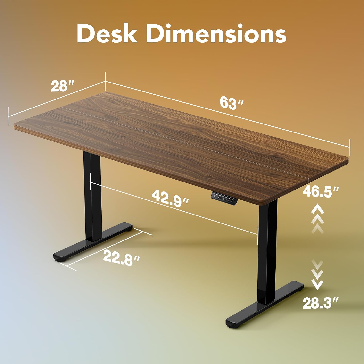 Detalle de HUANUO Electric Standing Desk, 63 x 28 Inch