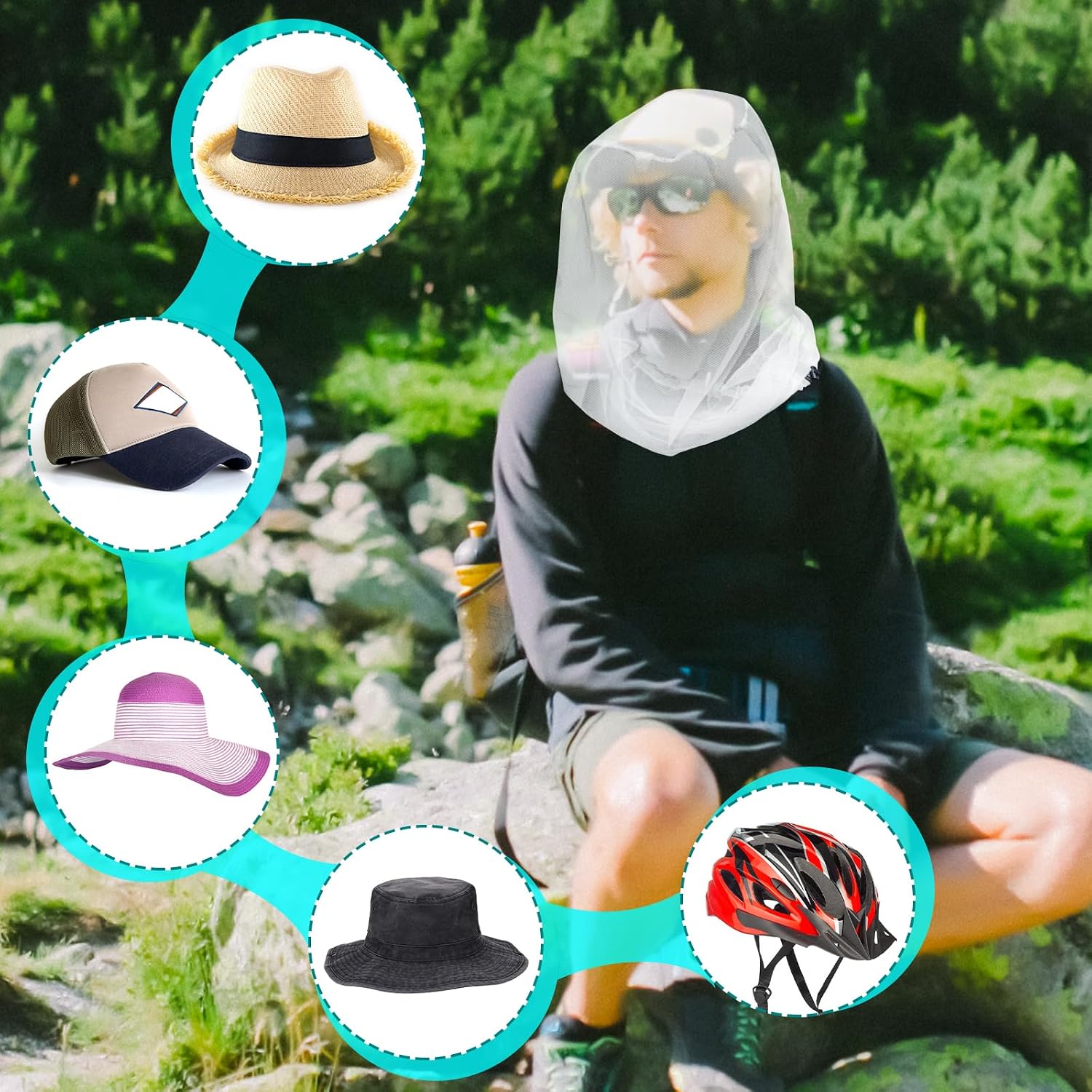 Thumbnail 4 de South to East Premium Moskito Kopfnetz für Insekten – 2er-Pack, Ultra groß, extra feine Löcher
