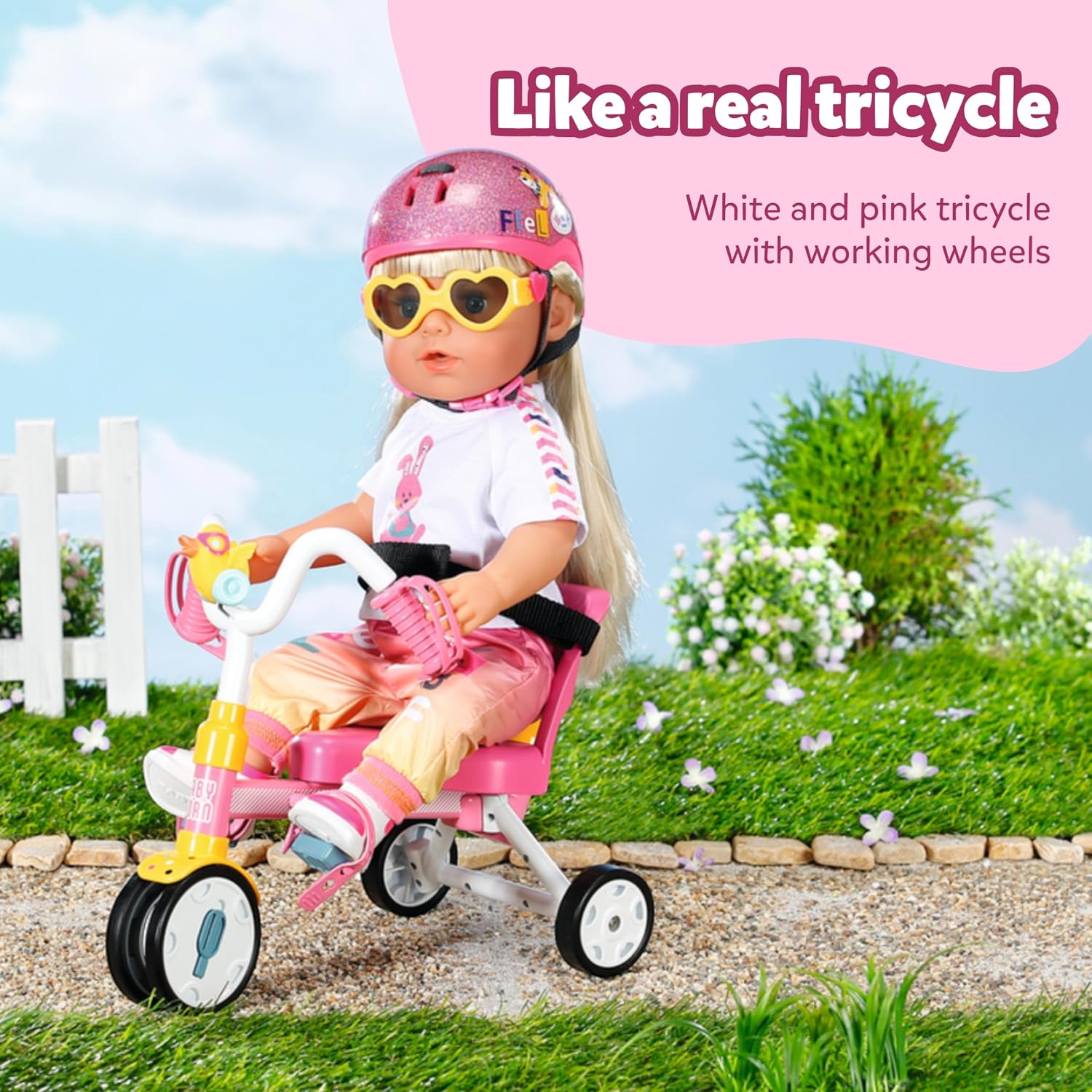 Detalle 2 de Baby born Trike 835456 tricycle for dolls up to 43cm with functional wheels, safety belt and horn