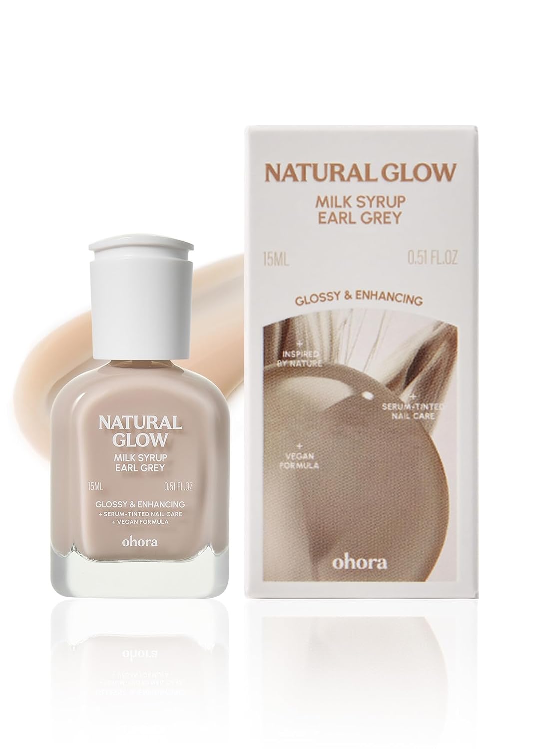 Detalle de ohora Earl Grey Nail Strengthener, Tinted Nail Concealer with Glossy Finish, 15 mL