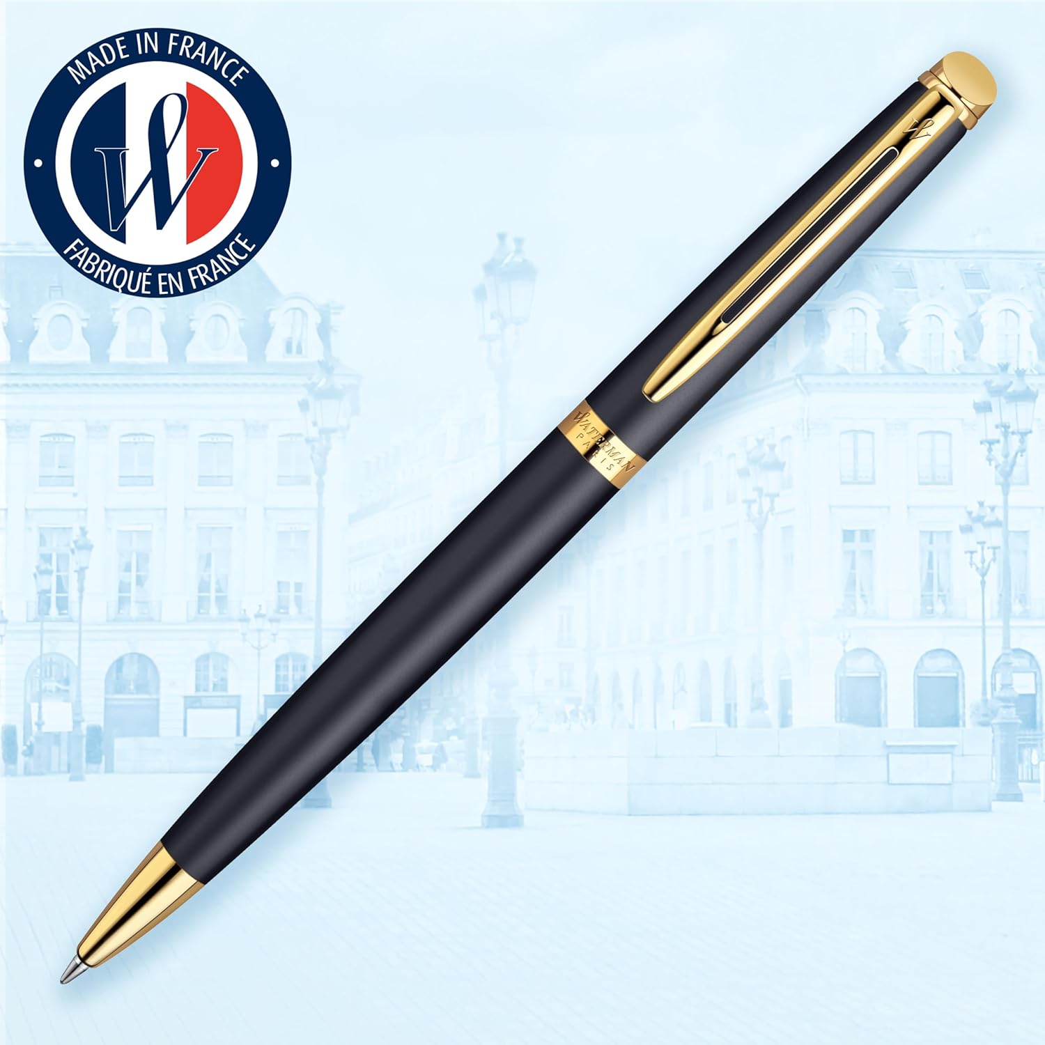 Detalle 2 de Waterman Hemisphere Pluma Bolígrafo, Negro Mate con Dorado 🖊