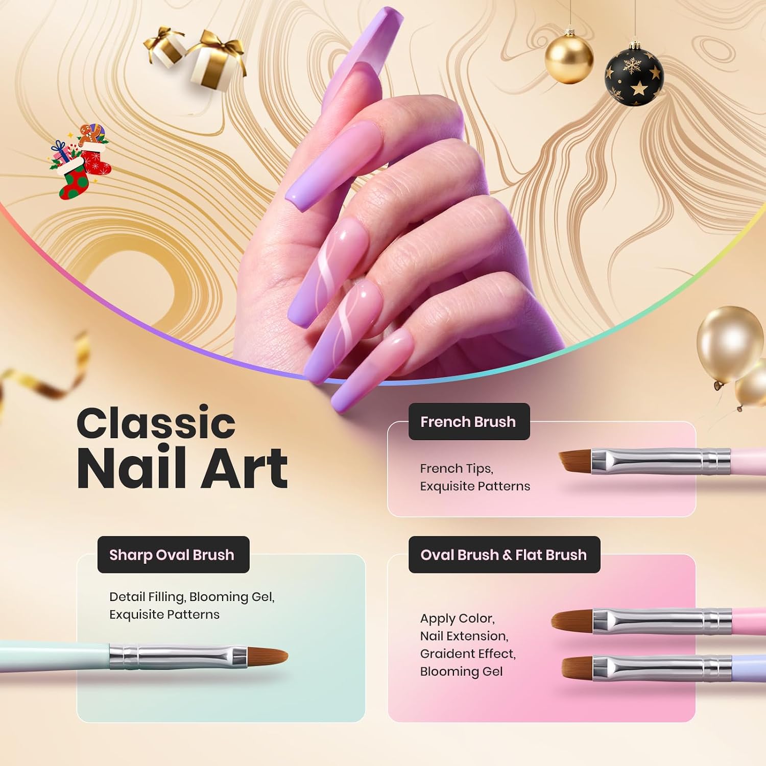 Thumbnail 2 de Beetles Nagelpinsel Set 6Pcs Nailart Nageldesign Pinsel