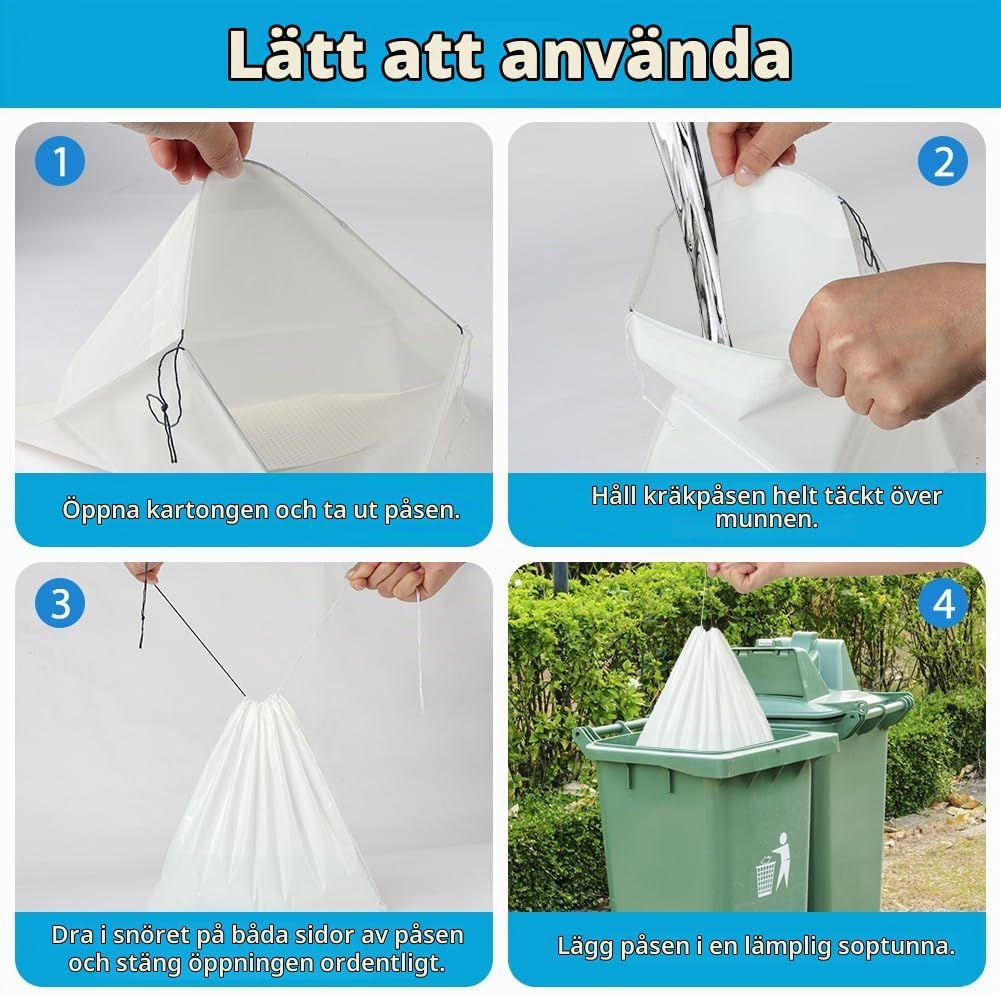 Detalle de AOGOE absorberande kräkpåsar, 12-pack med gelabsorbering och läckageskydd