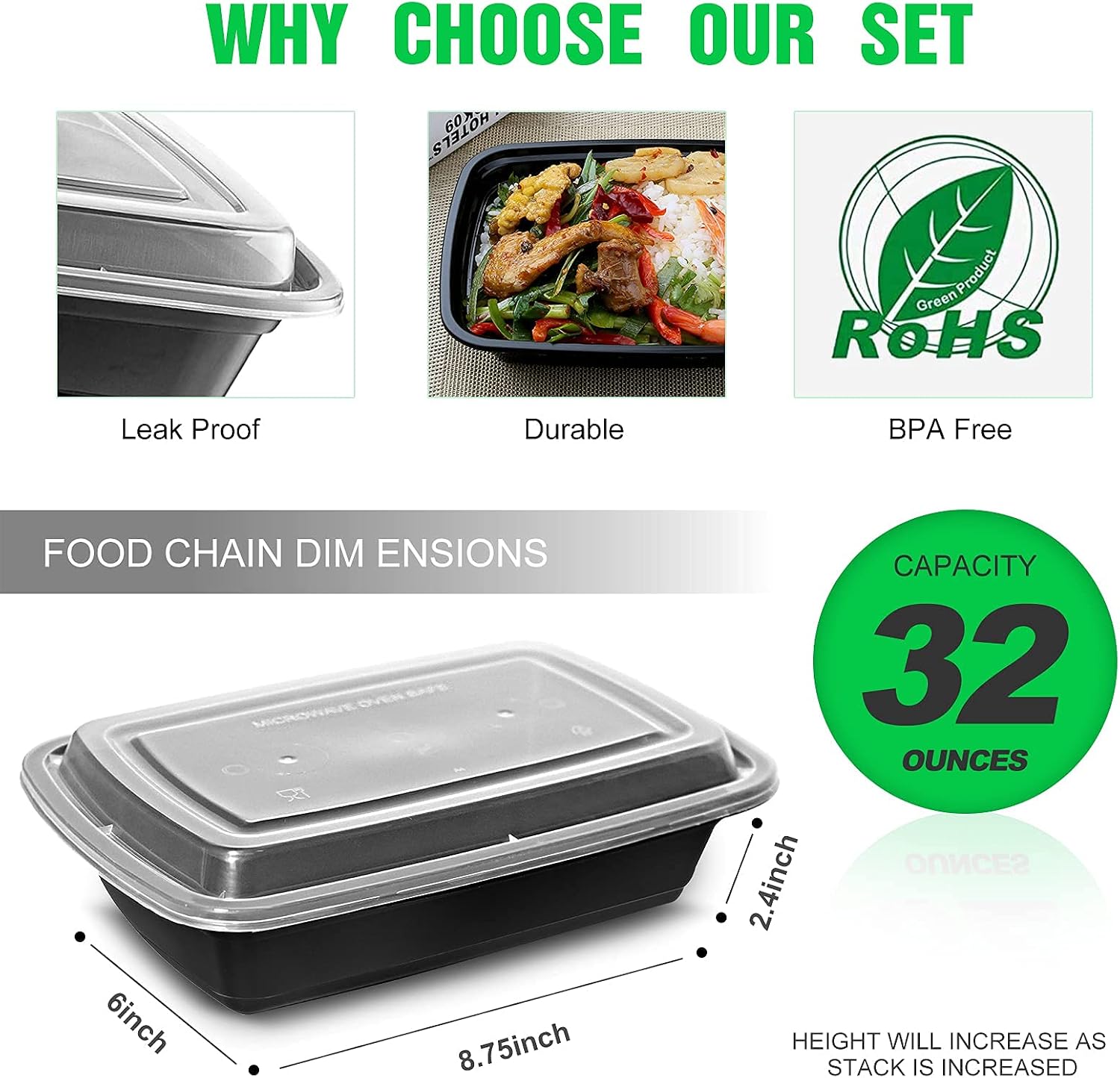 Thumbnail 2 de WGCC 32 oz Meal Prep Containers, 50-Pack, BPA-Free Plastic