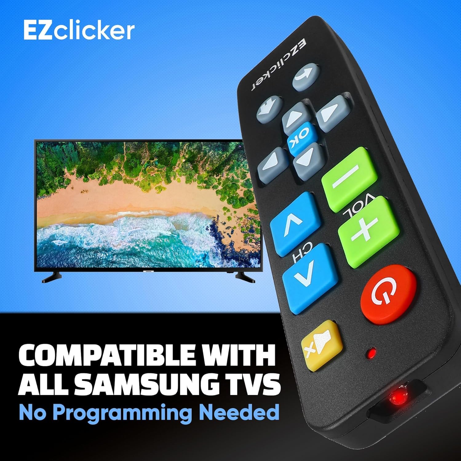 Detalle de Samsung Replacement TV Remote (Big Button) for Samsung TVs Only — Black, easy-to-use controls