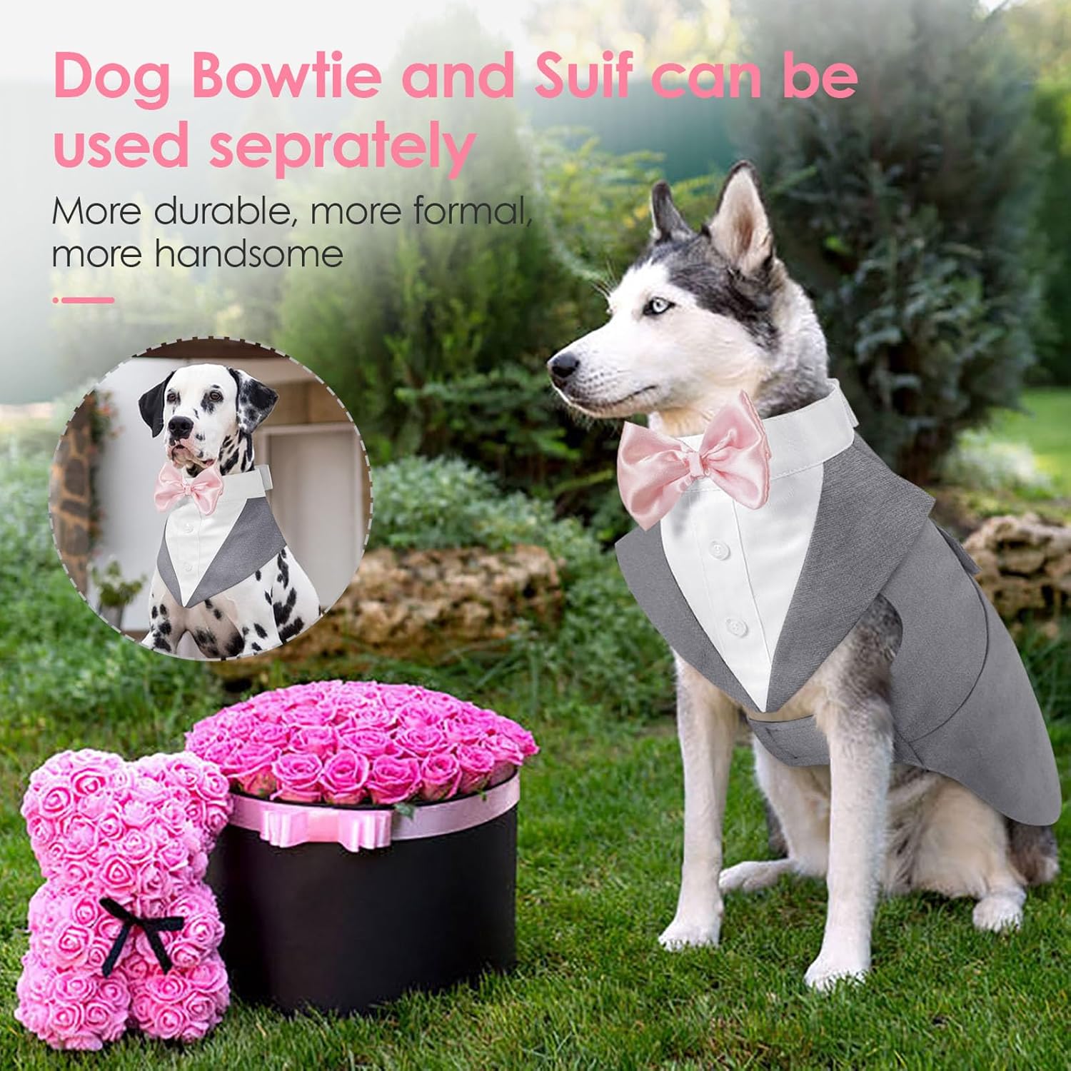 Thumbnail 1 de AOFITEE Dog Tuxedo Formal Suit and Bandana Set