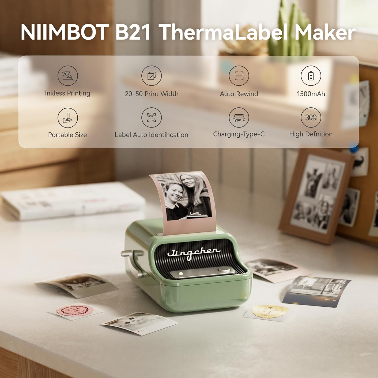Detalle 2 de NIIMBOT B21-Pro-G B21 Pro Thermal Label Maker, 300 DPI Bluetooth