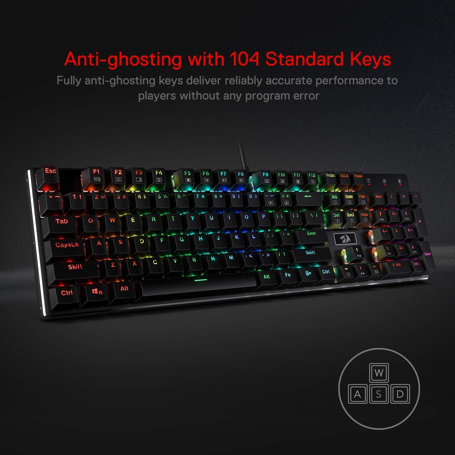 Thumbnail 1 de Redragon K556 RGB LED Backlit Wired Mechanical Gaming Keyboard (Aluminium base, 104 keys, Red switches)