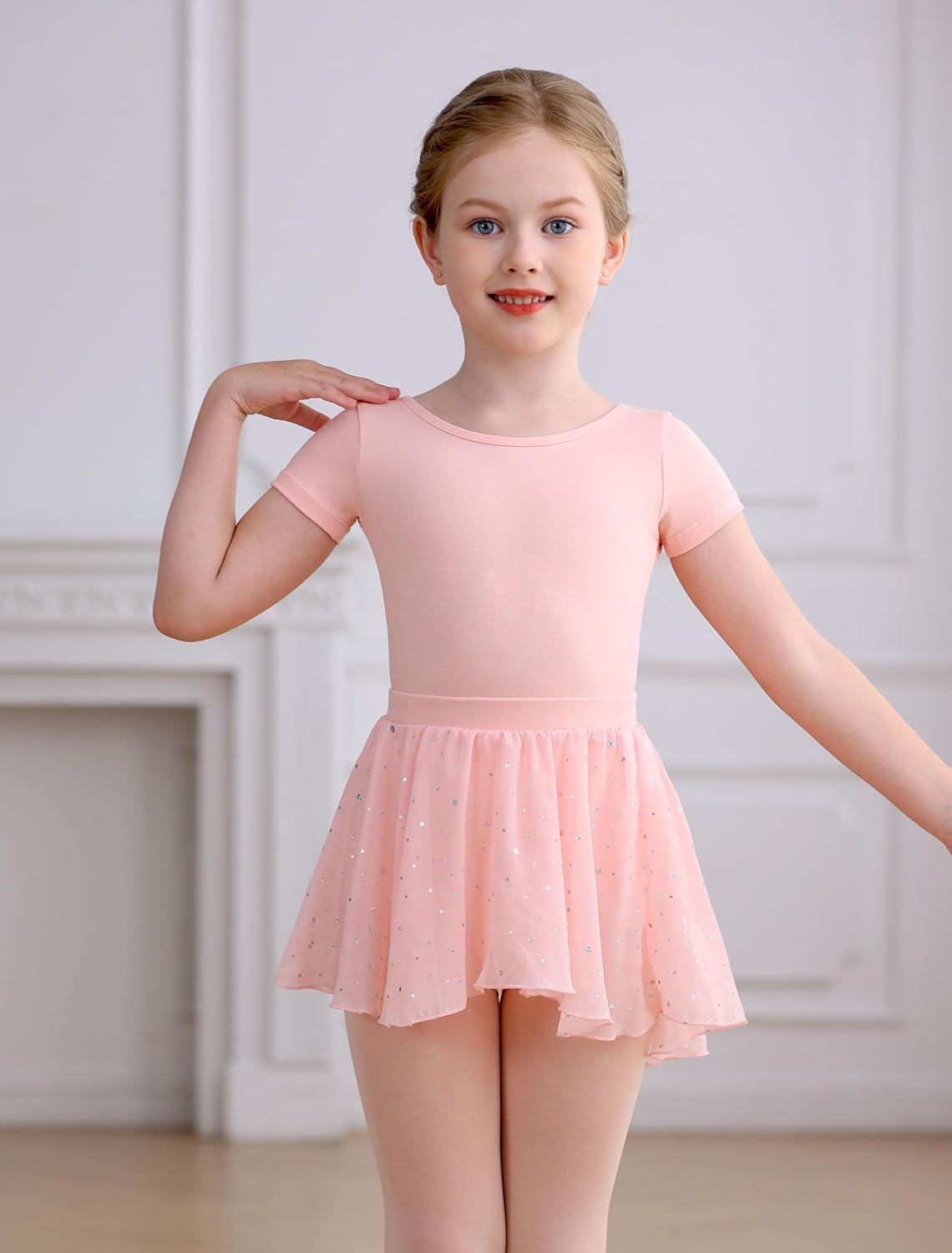 Detalle de MdnMd Girls' Ballet Leotard Set, Cotton-Spandex
