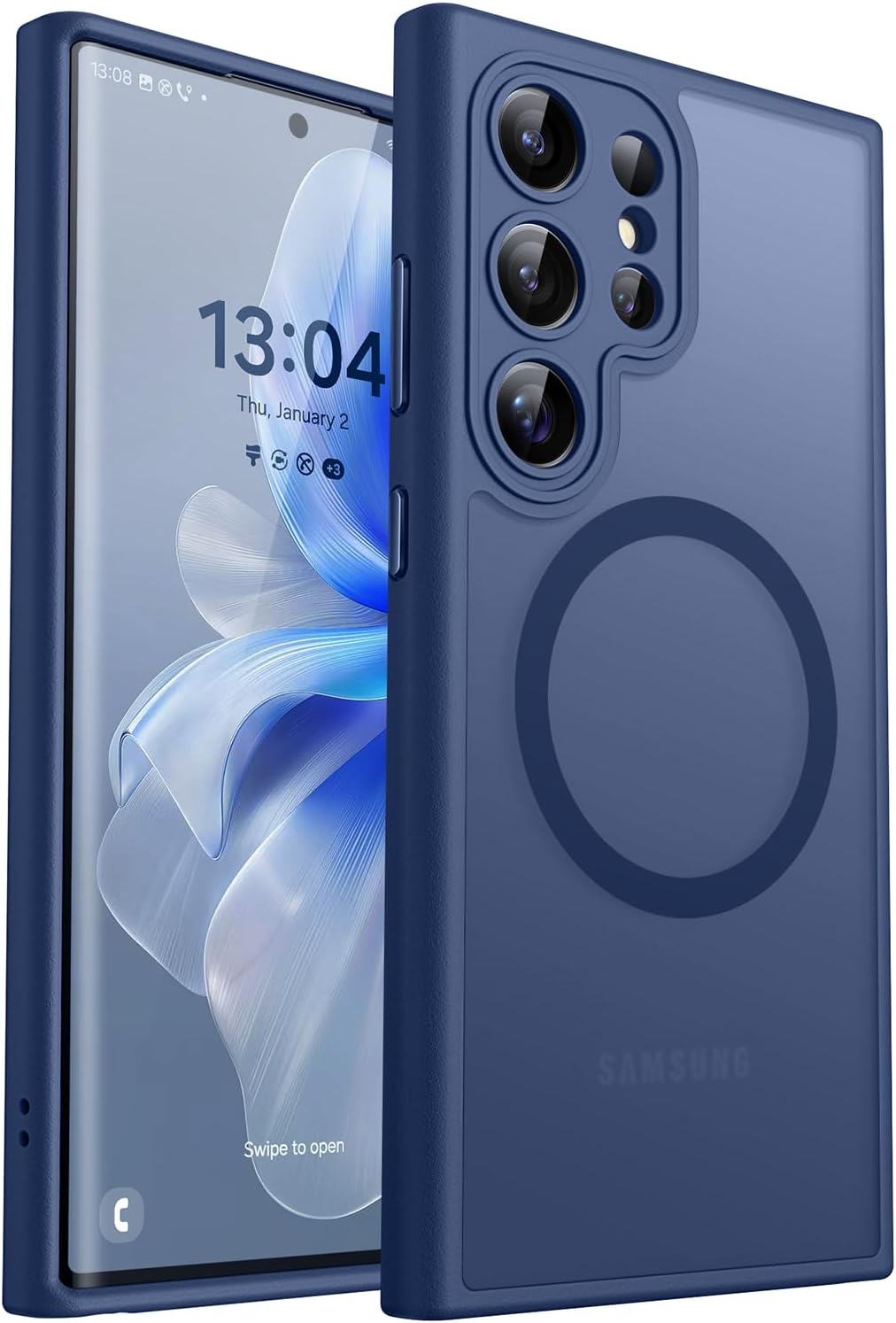 Detalle de CANSHN Magnetica Cover per Samsung Galaxy S22 Ultra 6.8" – Protezione fotocamera completa, retro opaco traslucido e magnete forte