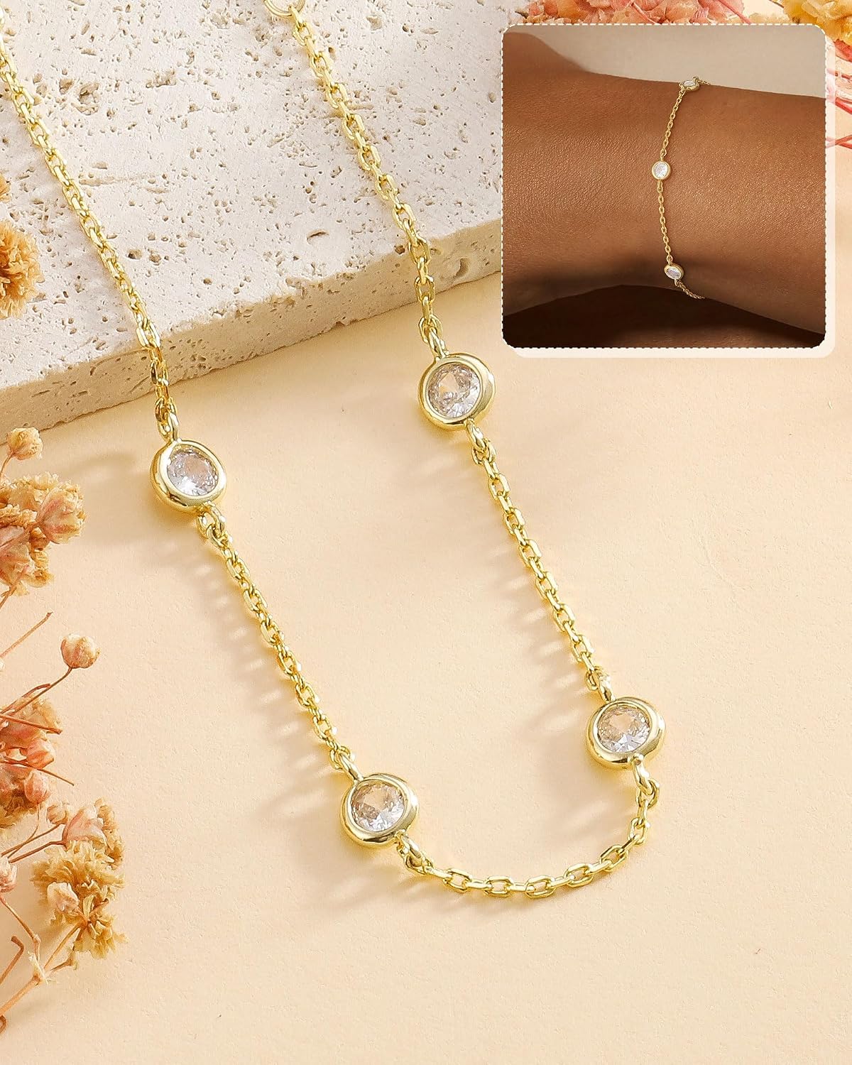 Detalle 2 de Bracelet Femme ZHESHY Argent 925 Or 14K Plaqué Or Réglable avec Trèfle à 4 Feuilles et Zircon