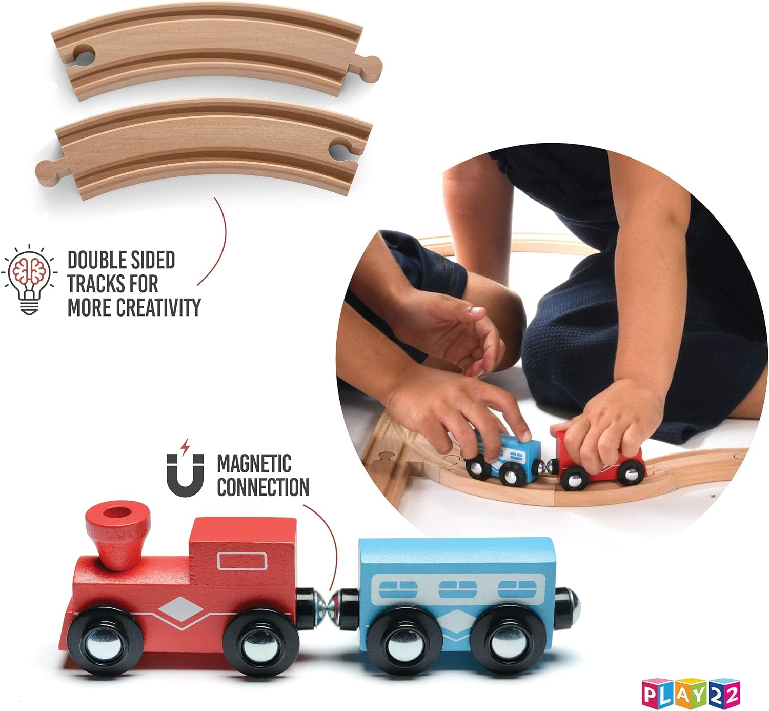 Detalle de Play22 Wooden Train Tracks 52pc ๐