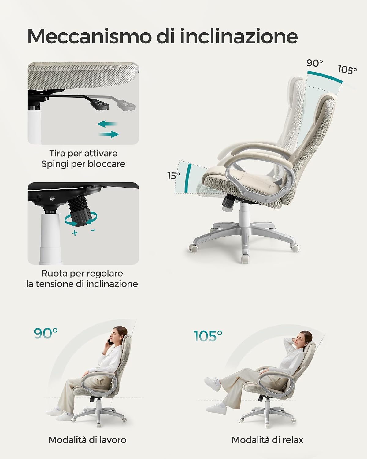Thumbnail 5 de SONGMICS OBG022W01 Poltrona ergonomica