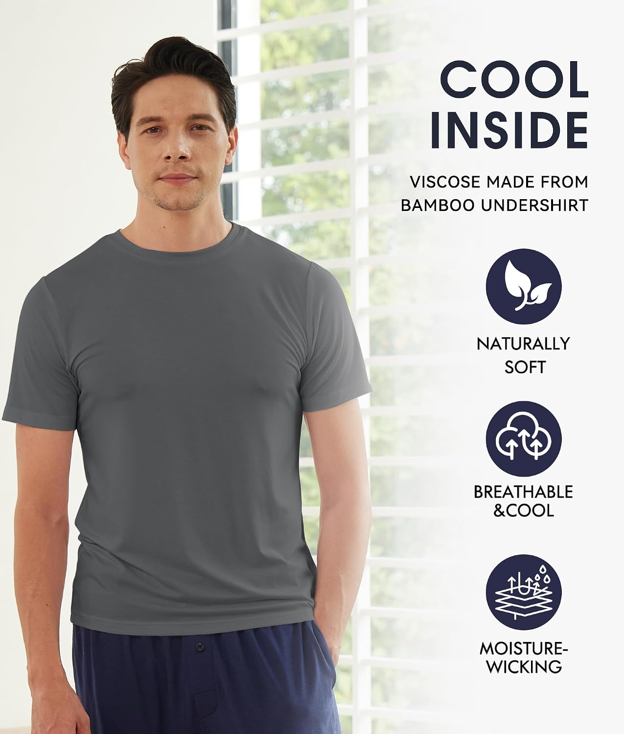 Detalle de BAMBOO COOL Men's Undershirts, 6-Pack
